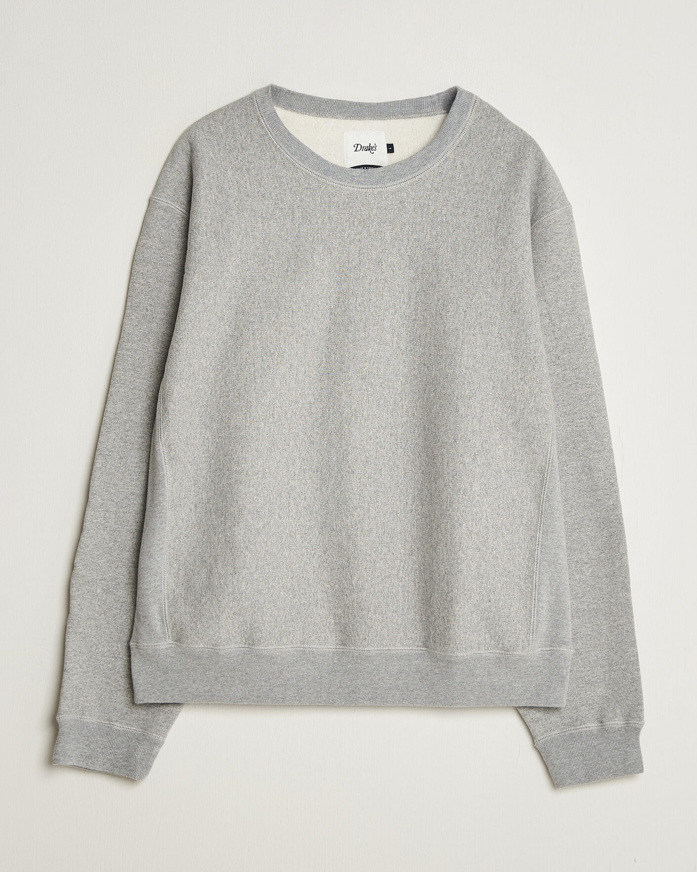 Men | Sweaters & Knitwear | Drake's | Reverse Weave Crewneck Sweatshirt Grey