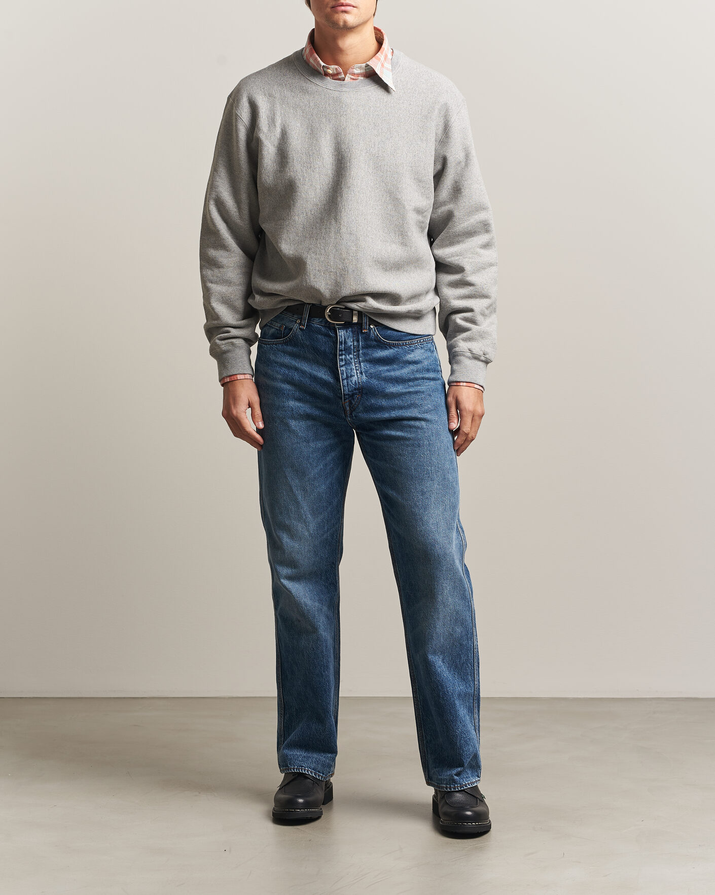 Men | Sweaters & Knitwear | Drake's | Reverse Weave Crewneck Sweatshirt Grey