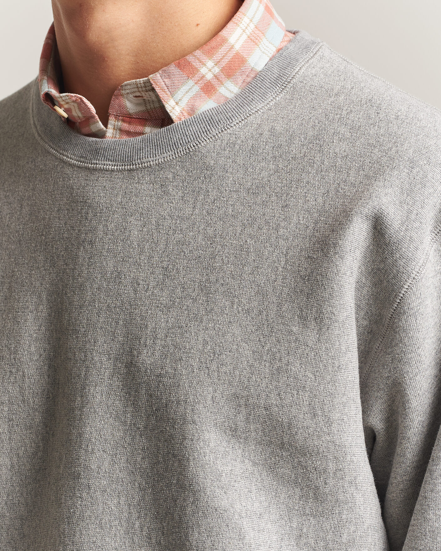 Men | Sweaters & Knitwear | Drake's | Reverse Weave Crewneck Sweatshirt Grey