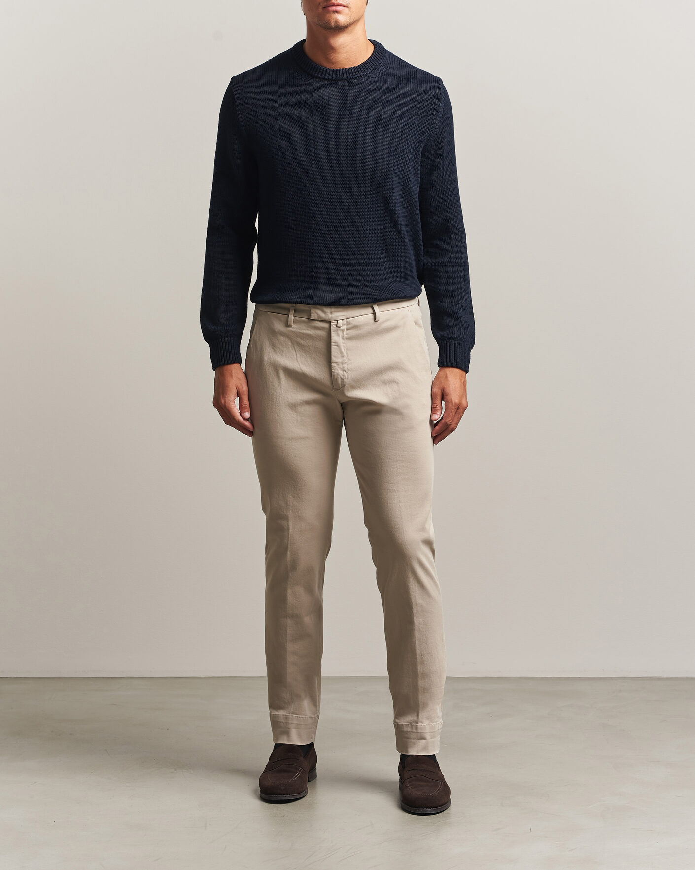 Men | Trousers | Briglia 1949 | Slim Fit Cotton Stretch Trousers Beige