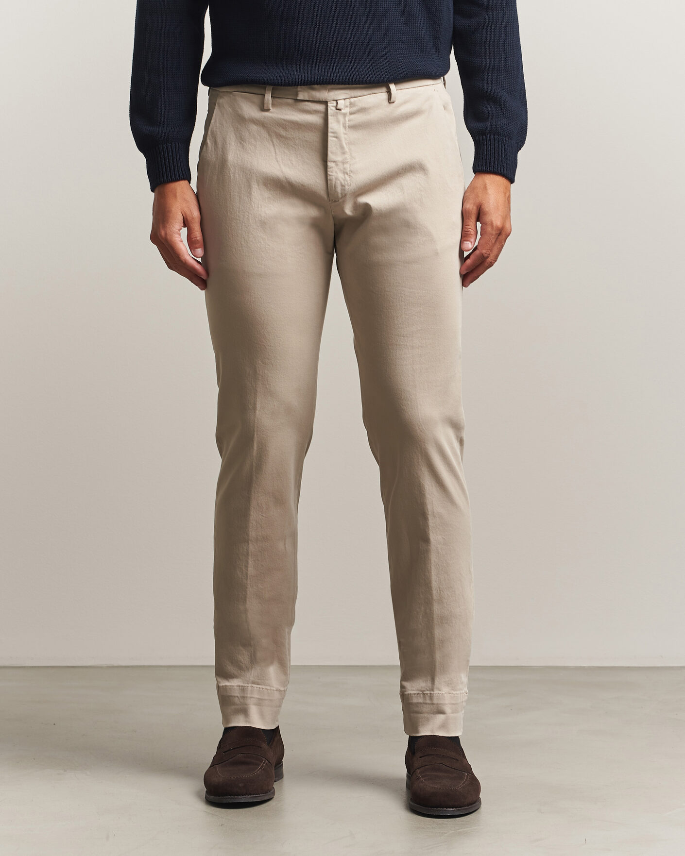 Men | Trousers | Briglia 1949 | Slim Fit Cotton Stretch Trousers Beige