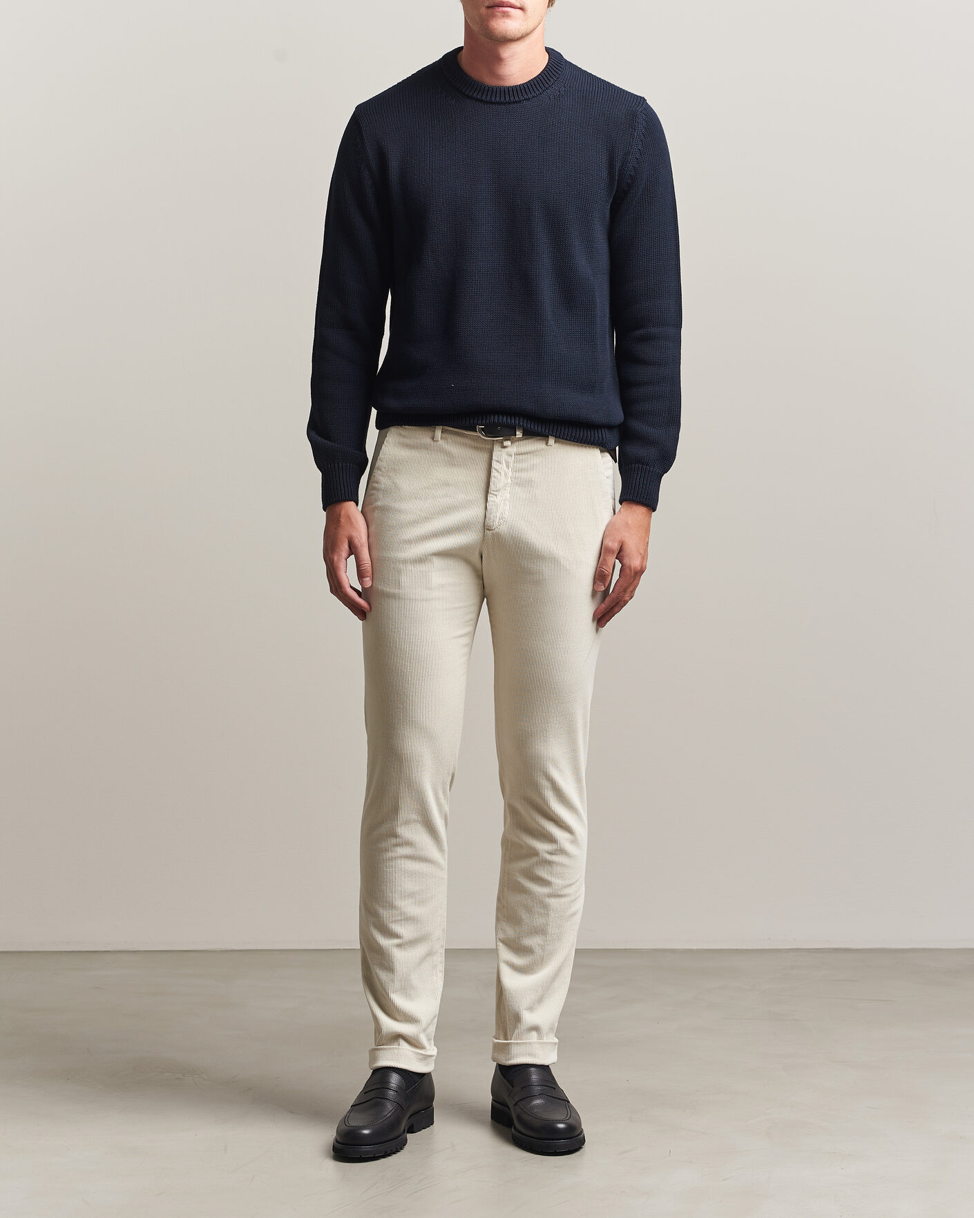 Men | Trousers | Briglia 1949 | Slim Fit Corduroy Trousers Off White