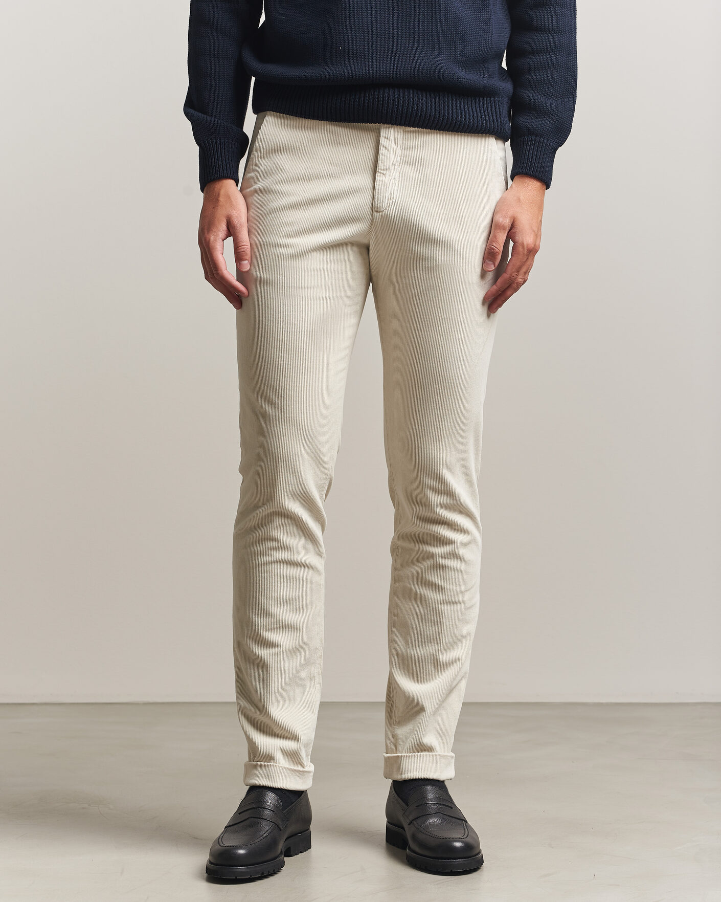 Men | Trousers | Briglia 1949 | Slim Fit Corduroy Trousers Off White
