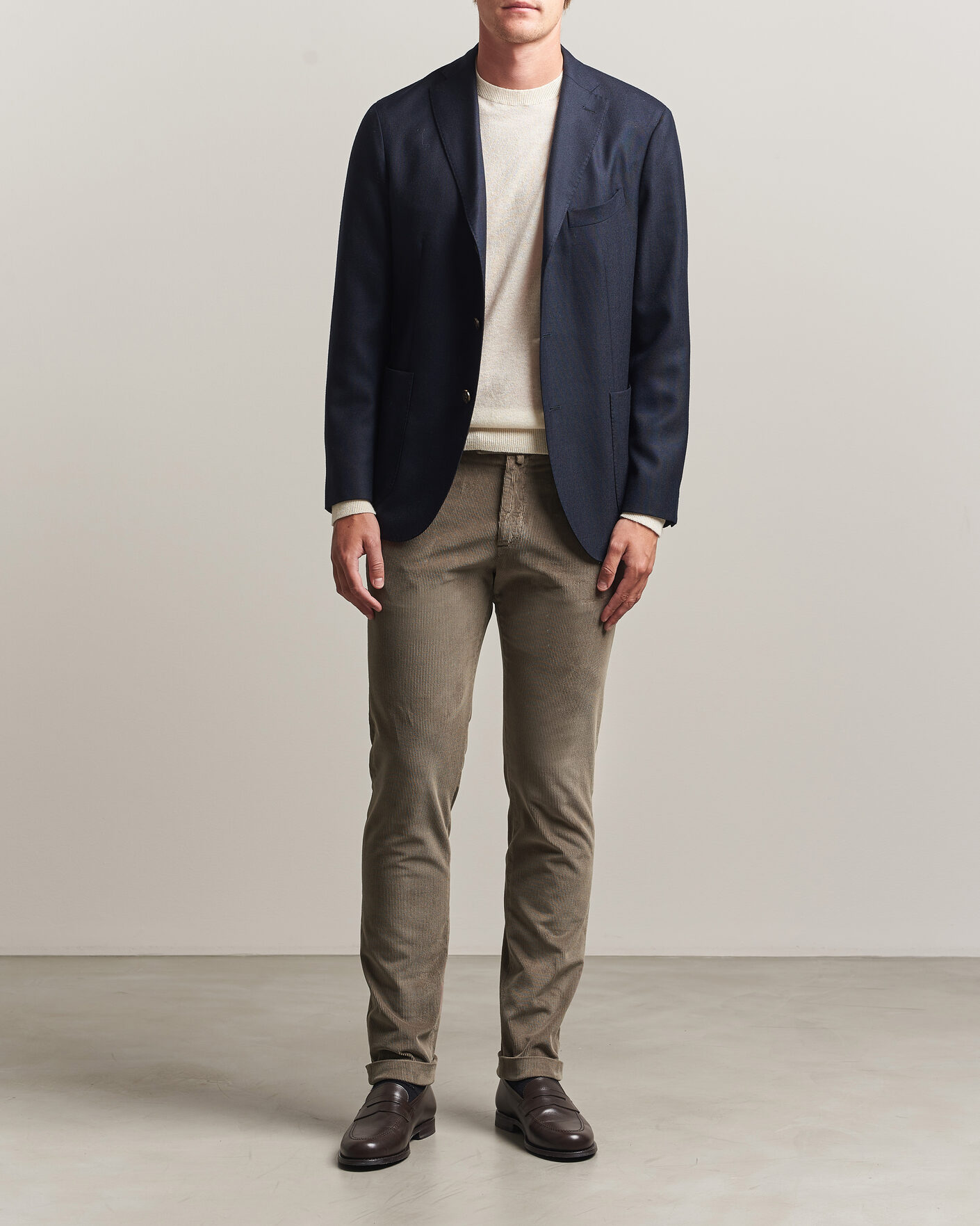 Men | Trousers | Briglia 1949 | Slim Fit Corduroy Trousers Taupe
