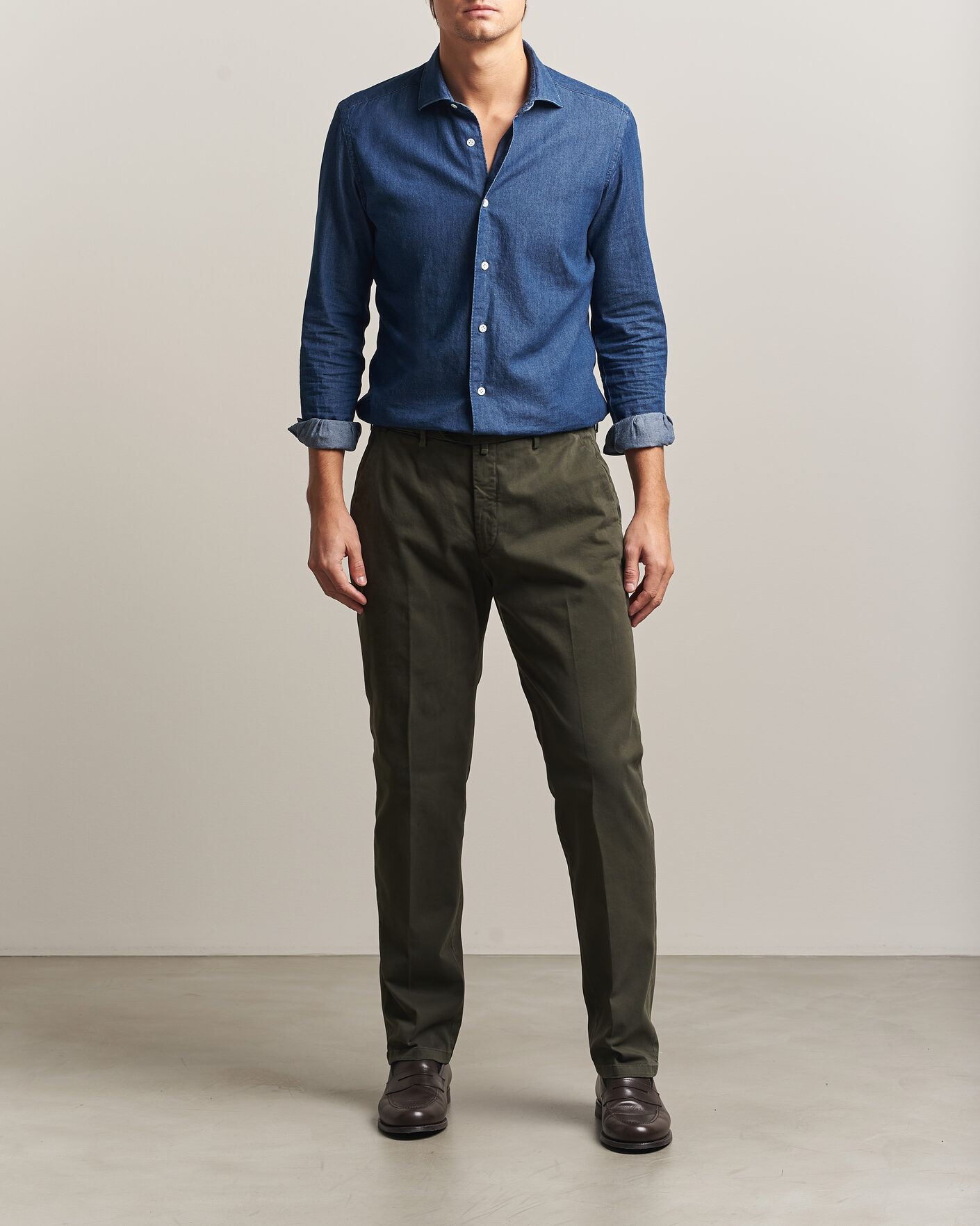 Men | Trousers | Briglia 1949 | Soho Tailored Easy Fit Chino Olive
