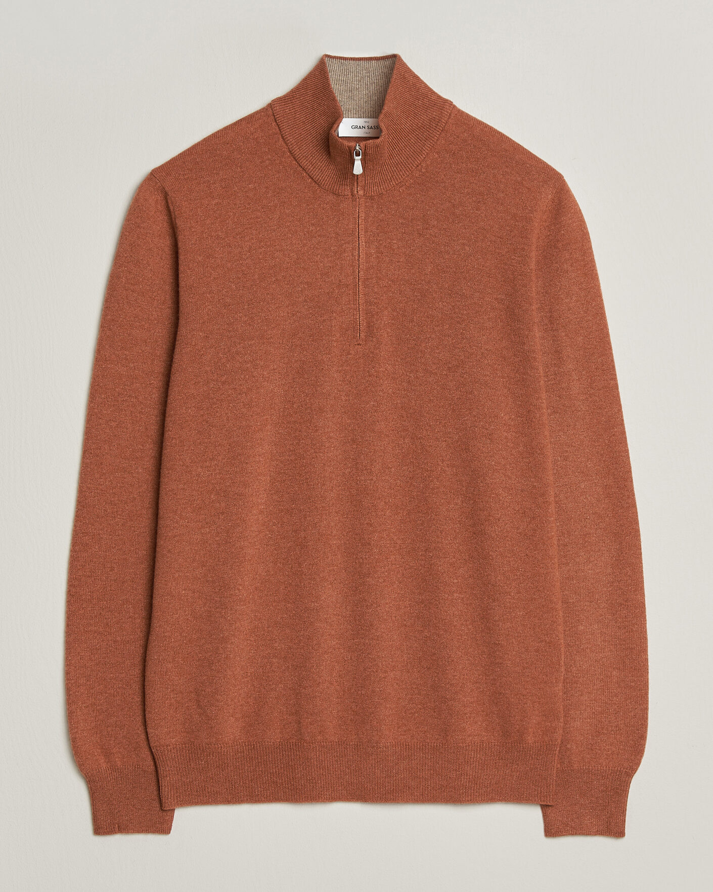 Men | Sweaters & Knitwear | Gran Sasso | Wool/Cashmere Half Zip Rust Orange