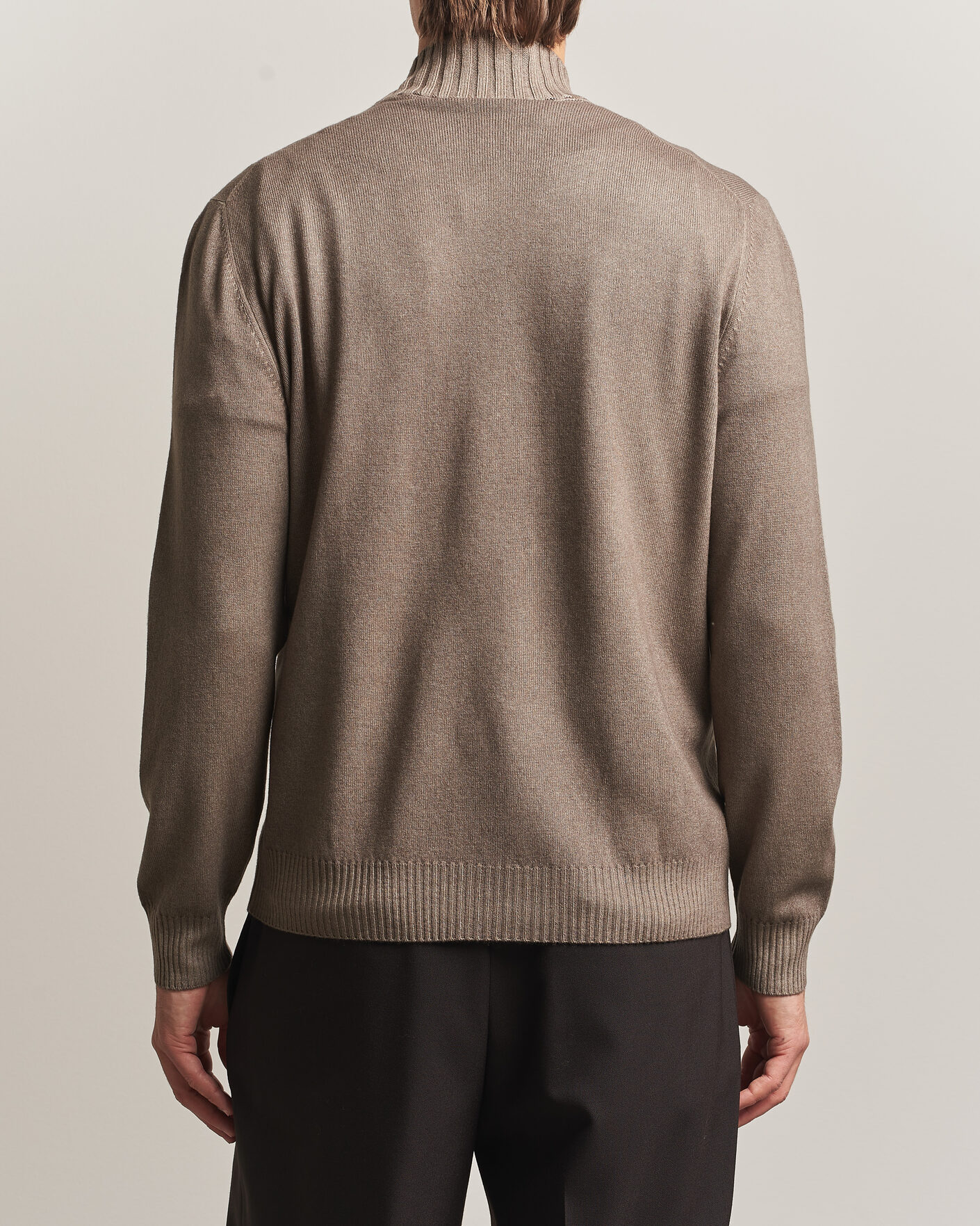 Men | Sweaters & Knitwear | Gran Sasso | Wool/Cashmere Washed Full Zip Brown Melange