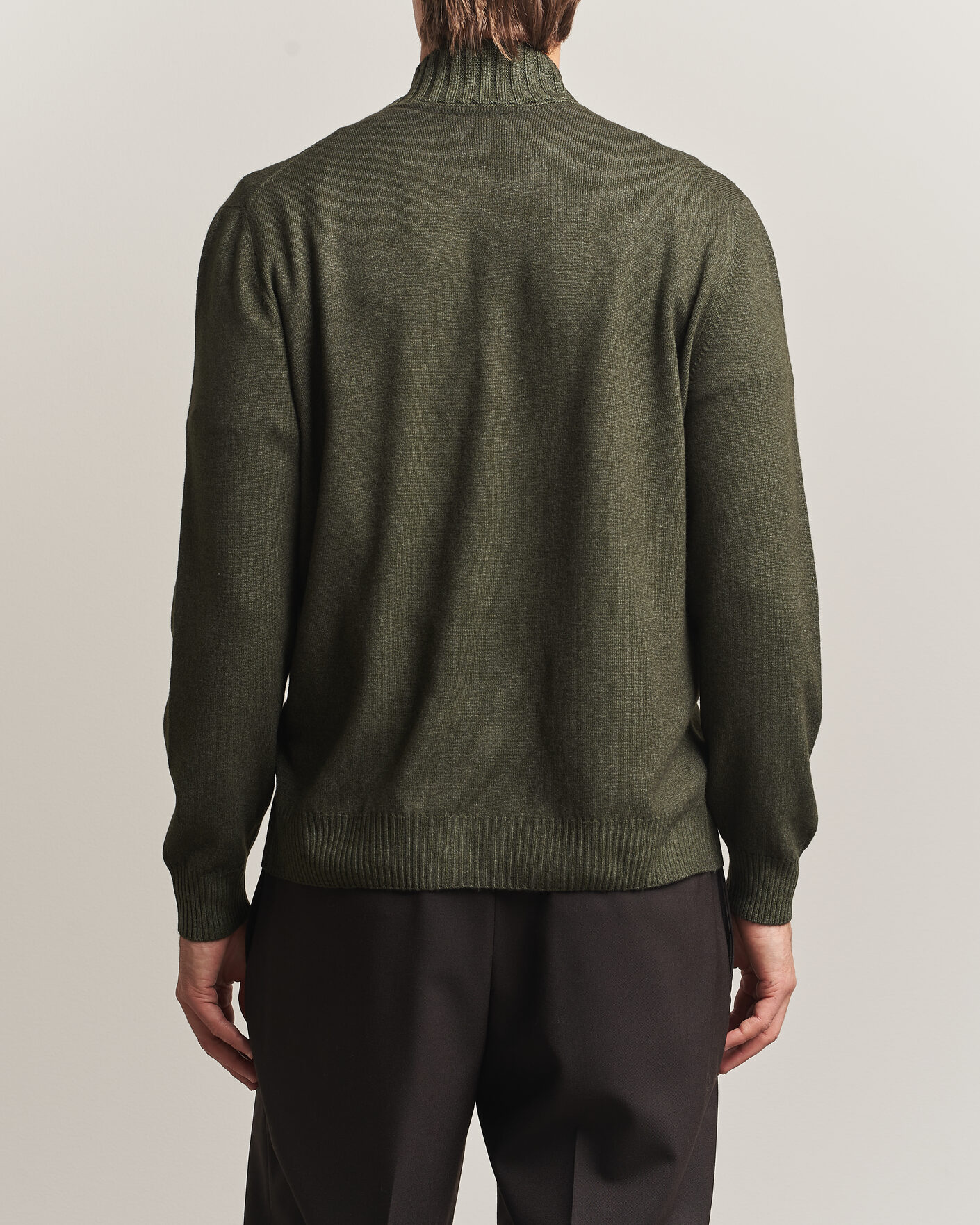 Men | Sweaters & Knitwear | Gran Sasso | Wool/Cashmere Washed Full Zip Olive Melange