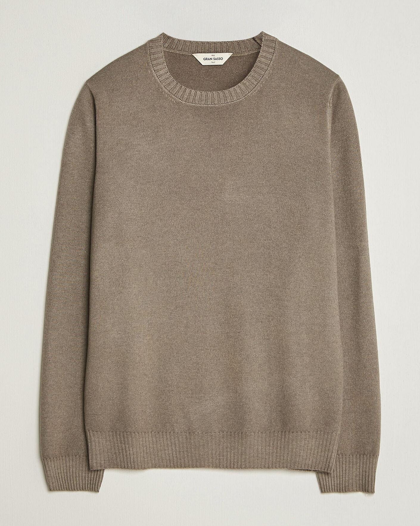 Men | Sweaters & Knitwear | Gran Sasso | Wool/Cashmere Washed Crew Neck Brown Melange