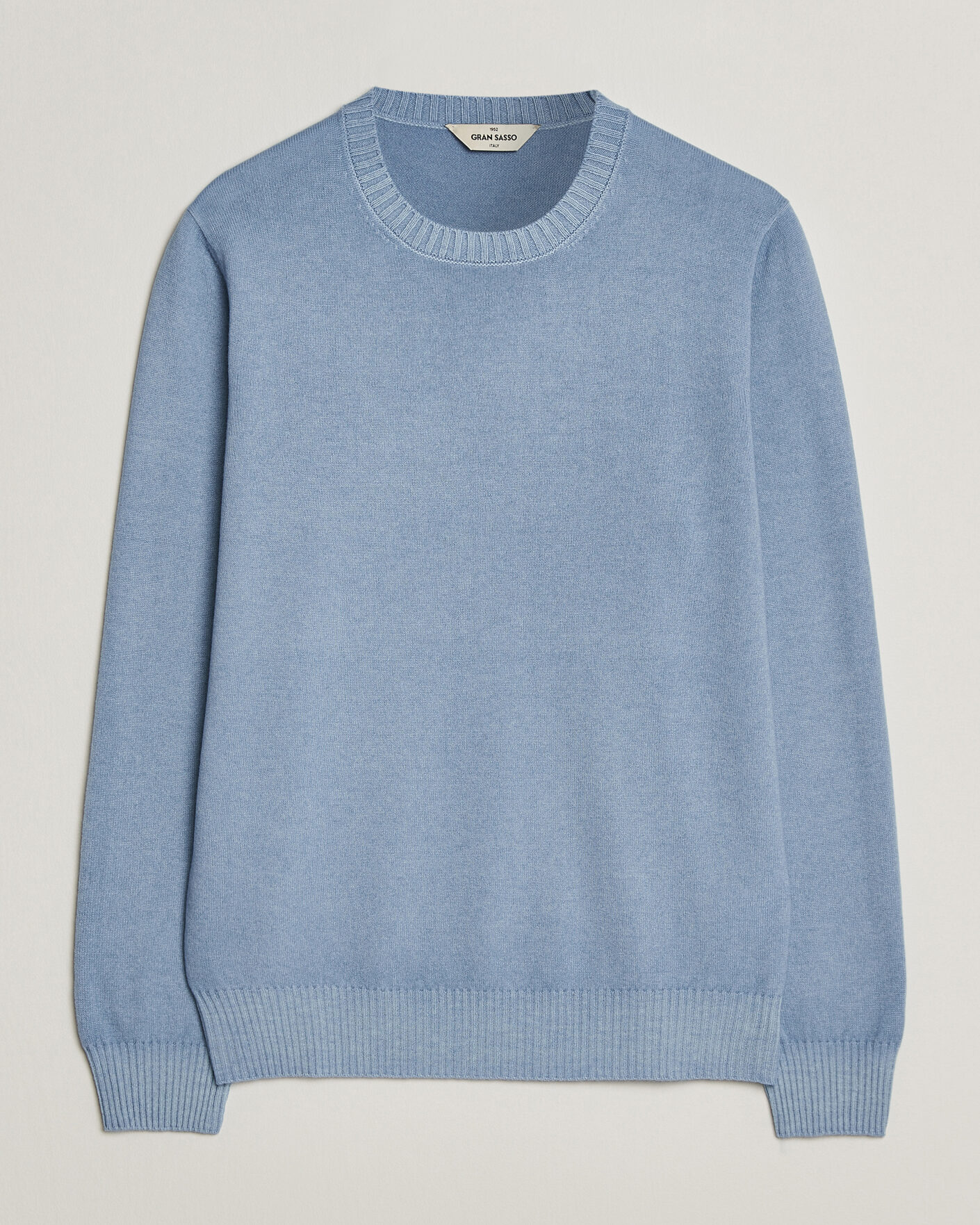 Men | Sweaters & Knitwear | Gran Sasso | Wool/Cashmere Washed Crew Neck Blue Melange