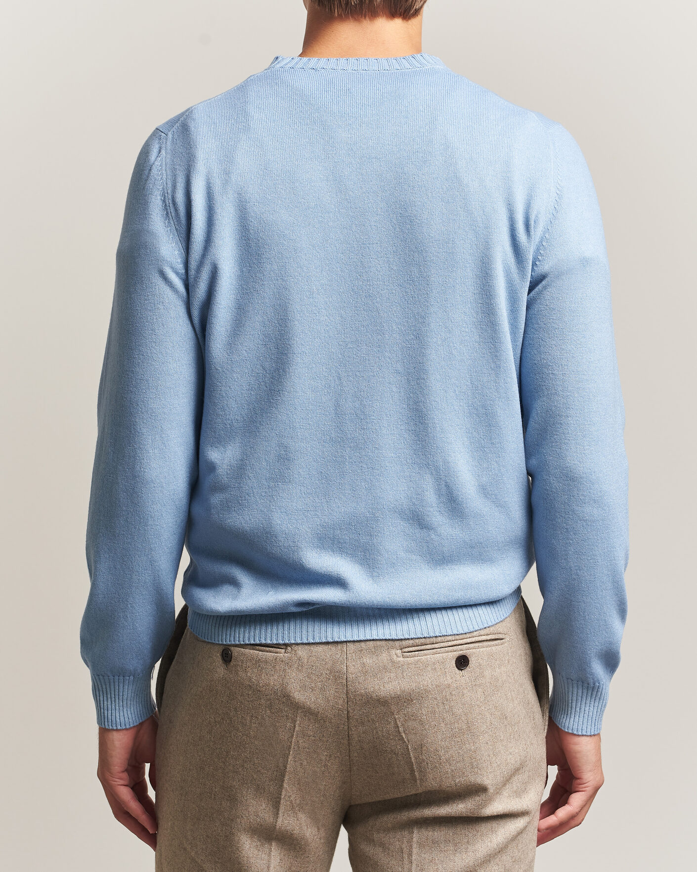 Men | Sweaters & Knitwear | Gran Sasso | Wool/Cashmere Washed Crew Neck Blue Melange