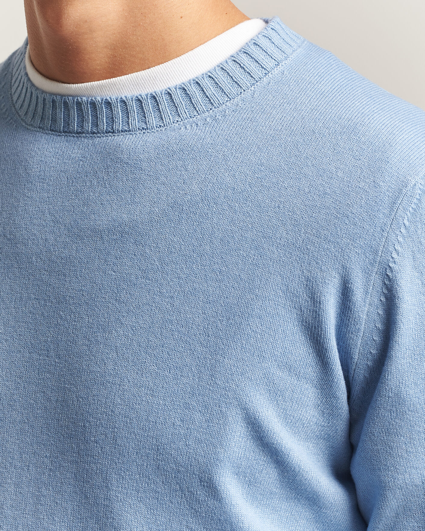Men | Sweaters & Knitwear | Gran Sasso | Wool/Cashmere Washed Crew Neck Blue Melange