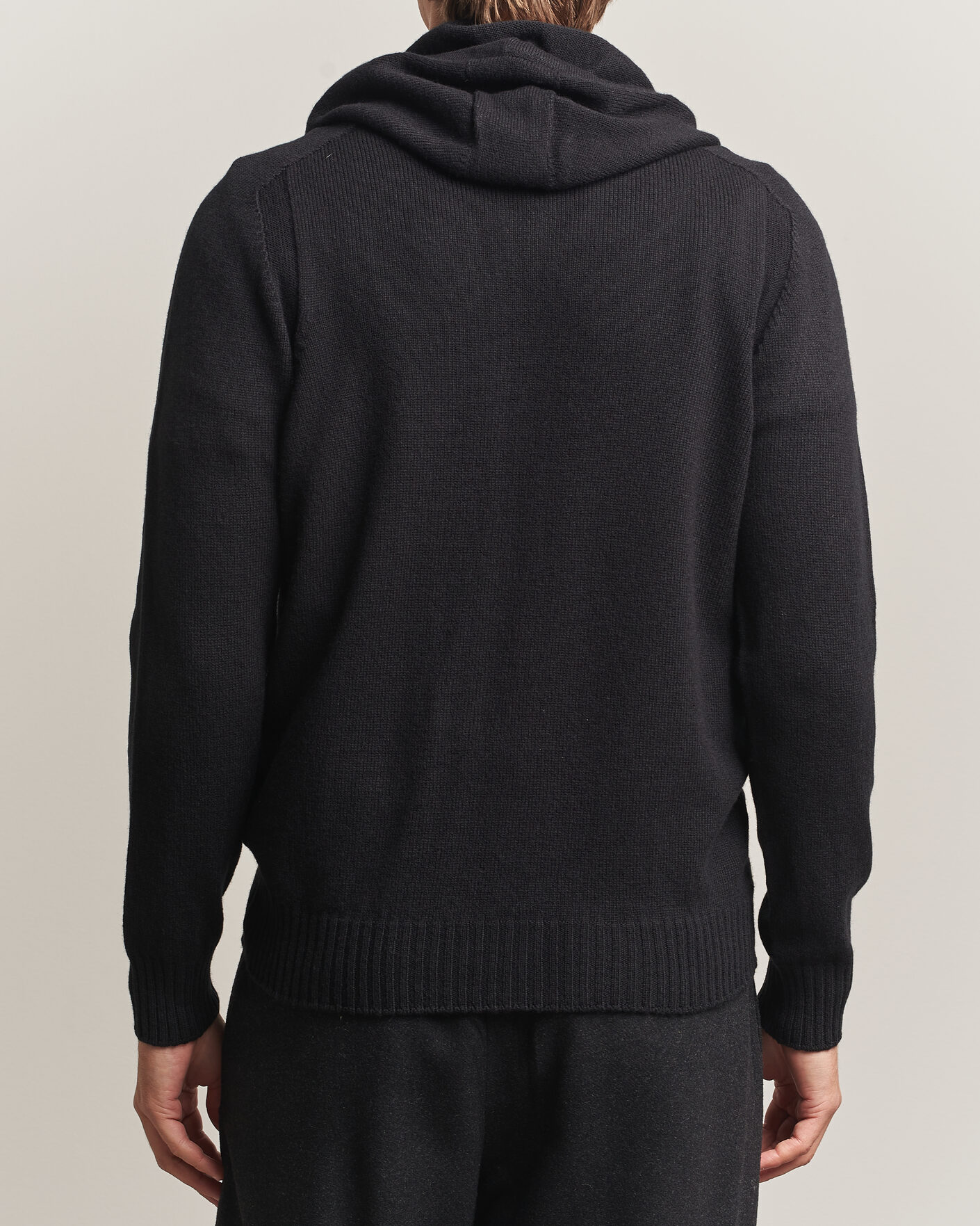 Men | Sweaters & Knitwear | Gran Sasso | Full Zip Wool Hoodie Black