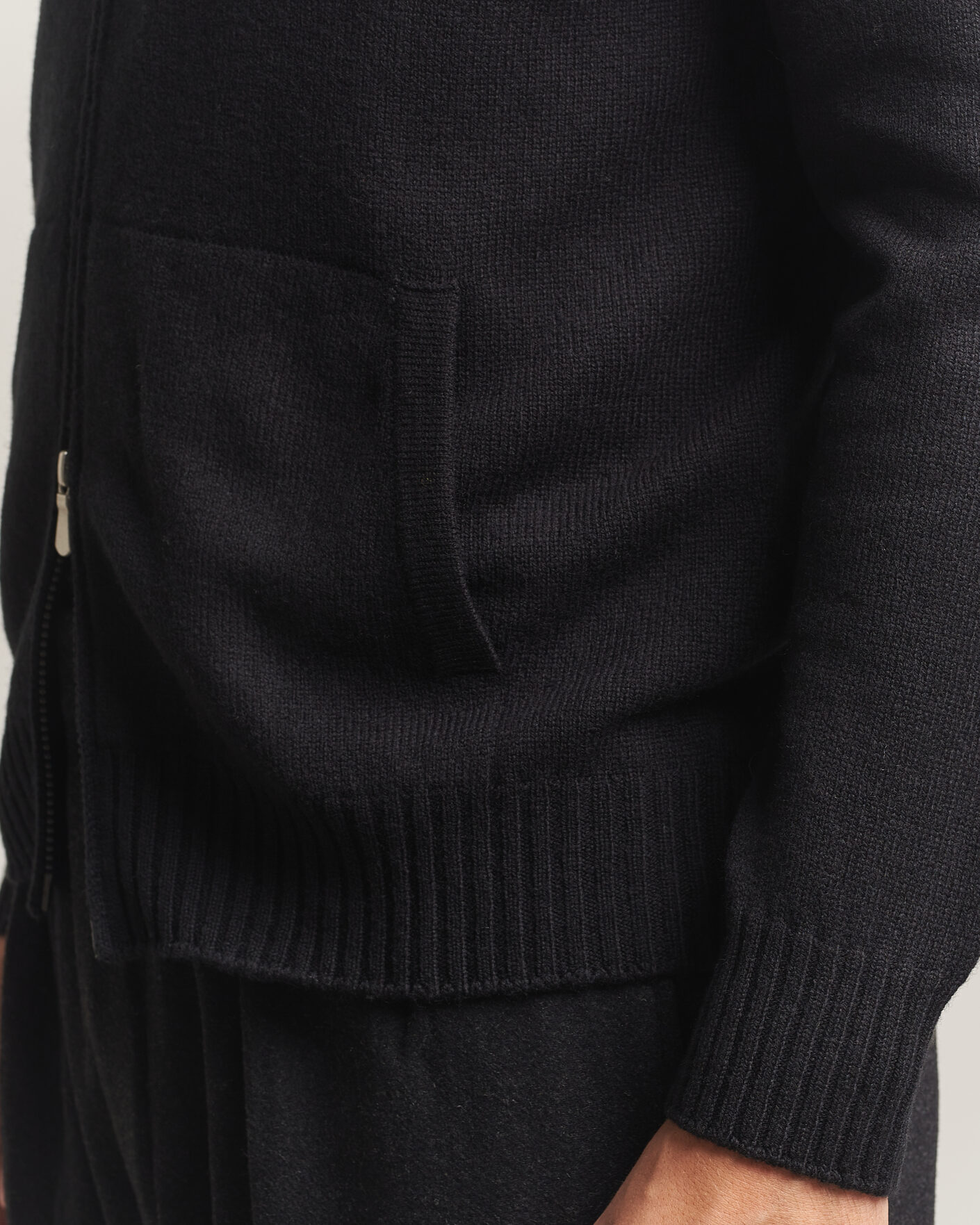 Men | Sweaters & Knitwear | Gran Sasso | Full Zip Wool Hoodie Black