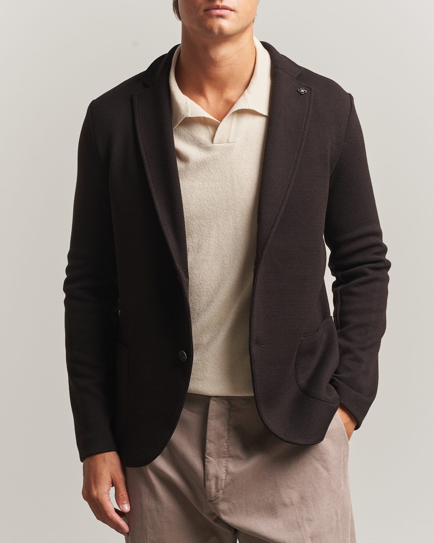 Men | Blazers | Gran Sasso | Rainwool Knitted Blazer Dark Brown