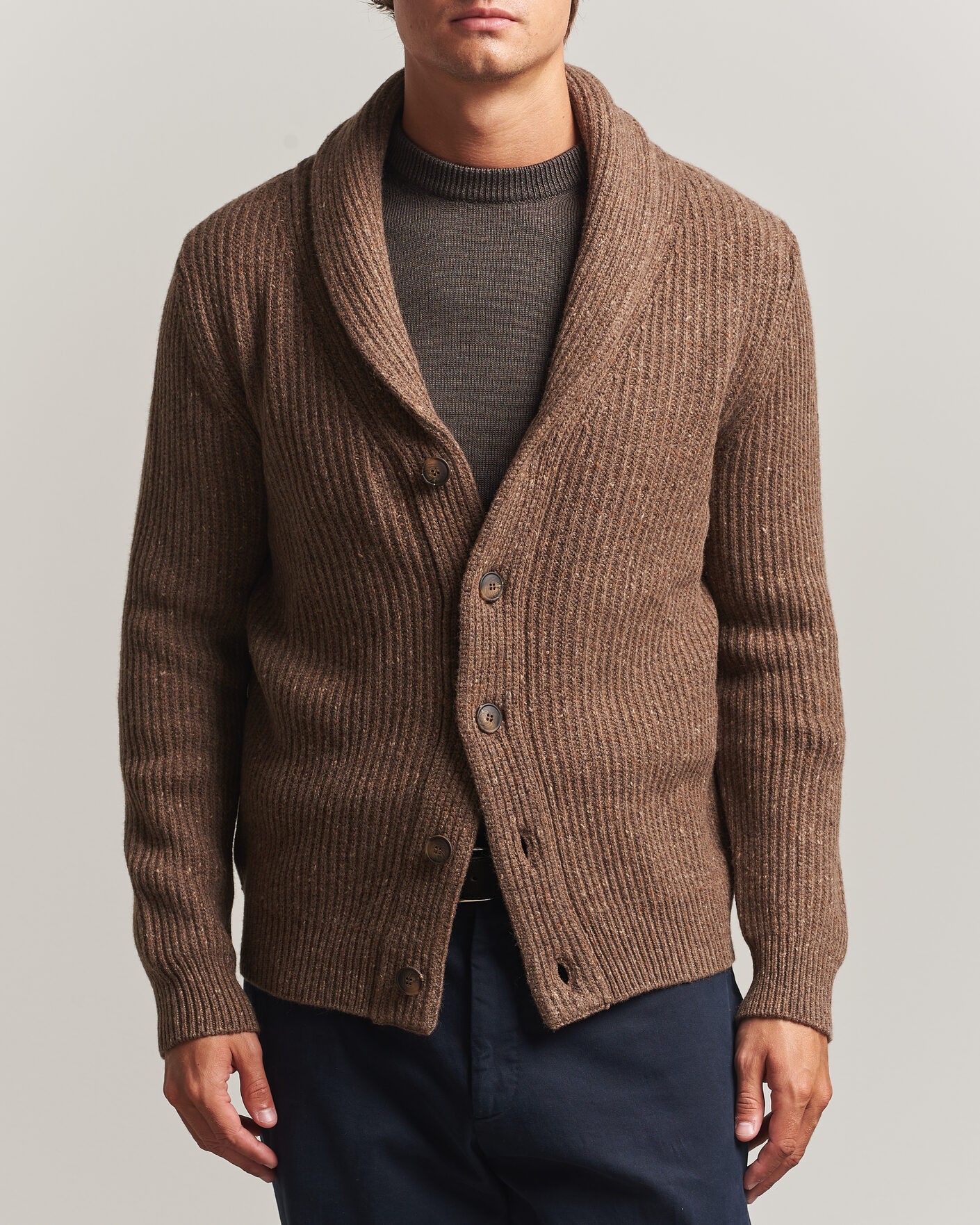 Men | Sweaters & Knitwear | Gran Sasso | Wool/Cashmere Donegal Cardigan Brown