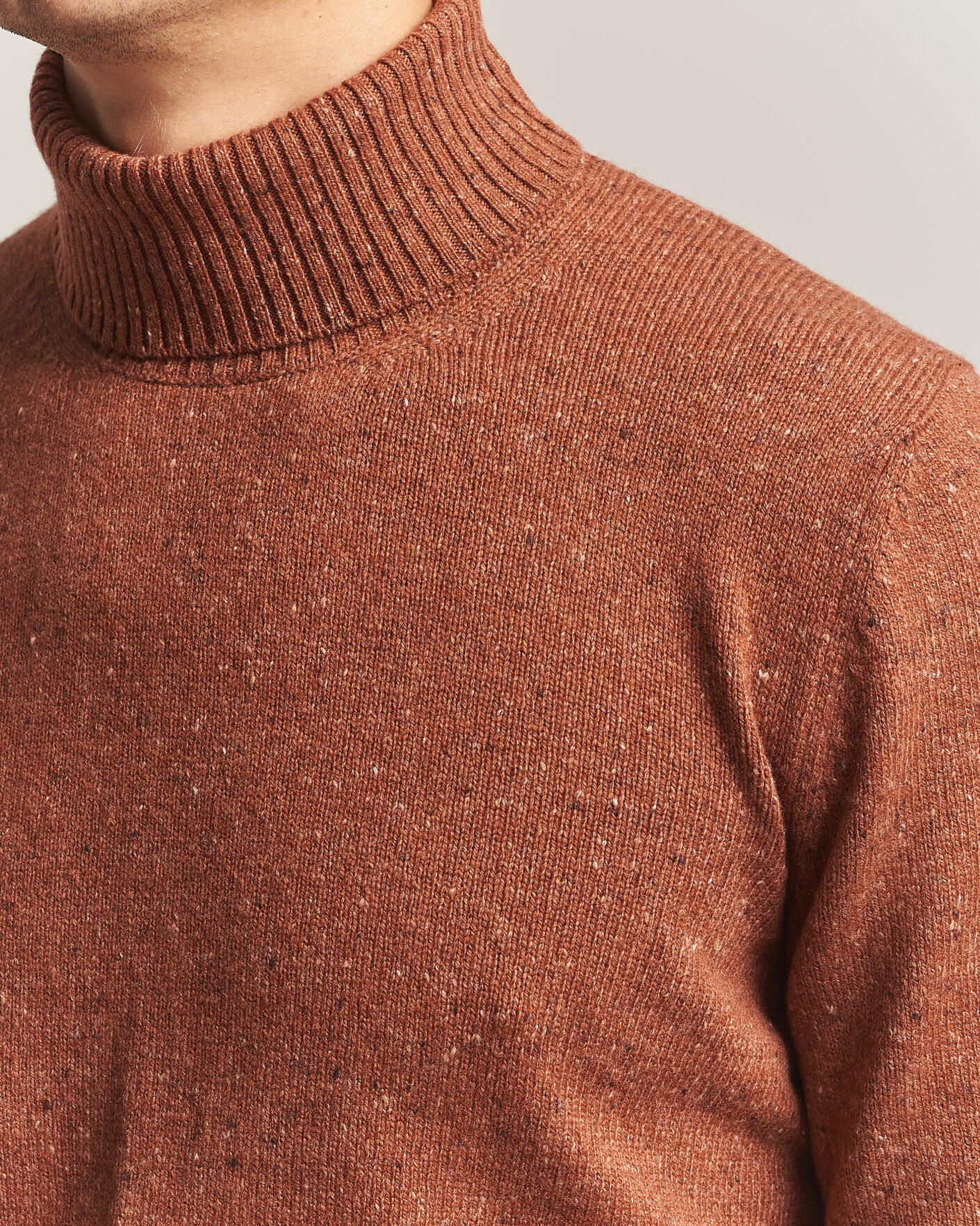 Men | Sweaters & Knitwear | Gran Sasso | Wool/Cashmere Donegal Rollneck Rust Orange