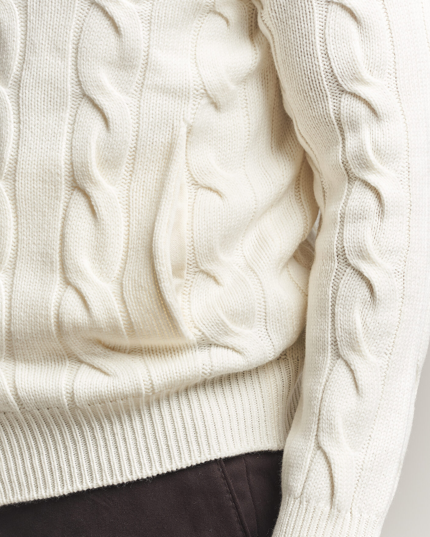 Men | Sweaters & Knitwear | Gran Sasso | Wool/Cashmere Cable Full Zip Cream