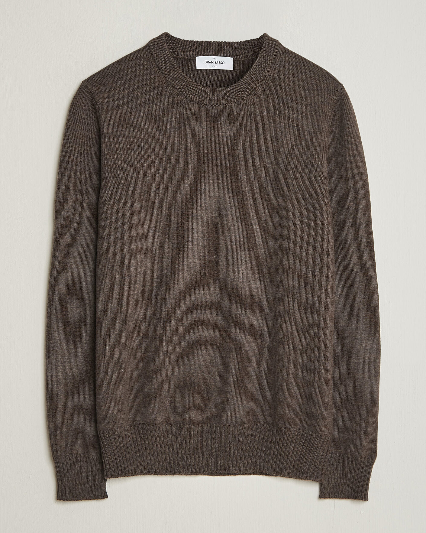 Men | Sweaters & Knitwear | Gran Sasso | Merino Knitted Crew Neck Brown Melange