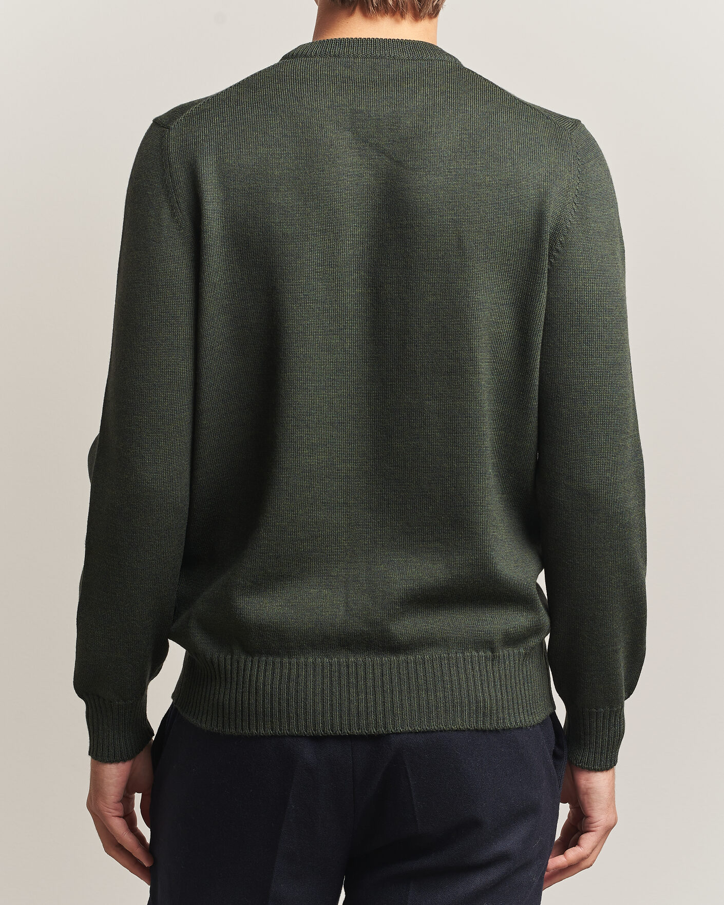 Men | Sweaters & Knitwear | Gran Sasso | Merino Knitted Crew Neck Olive Melange