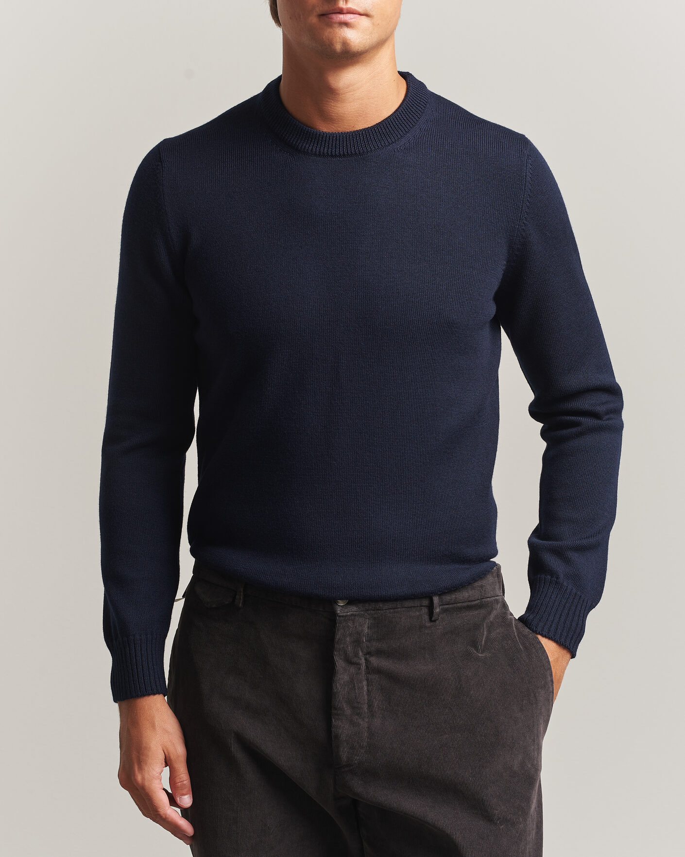 Men | Sweaters & Knitwear | Gran Sasso | Merino Knitted Crew Neck Navy