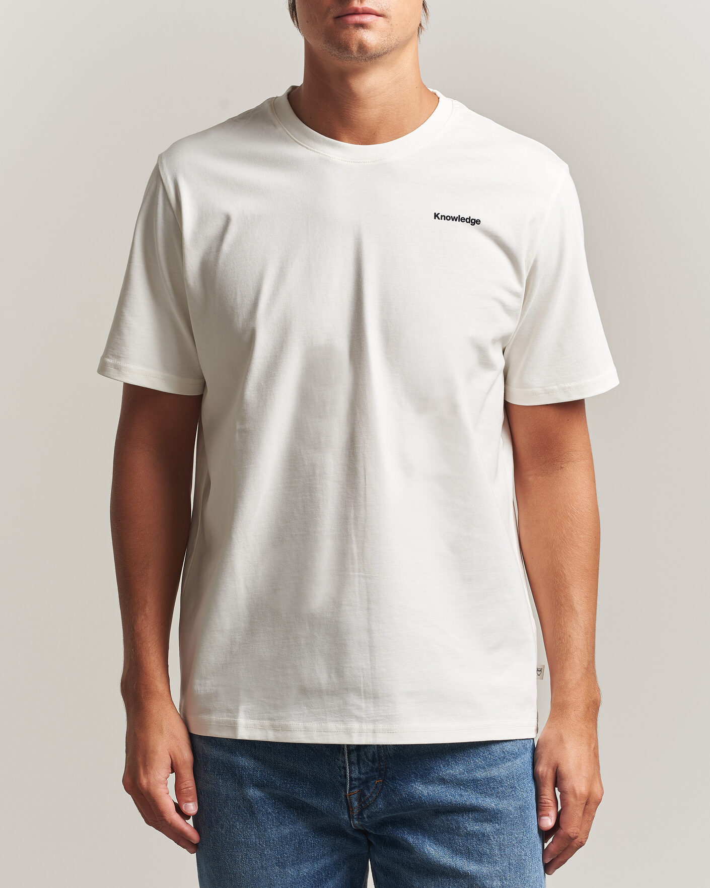 Men | T-Shirts | KnowledgeCotton Apparel | Back Print T-Shirt Egret