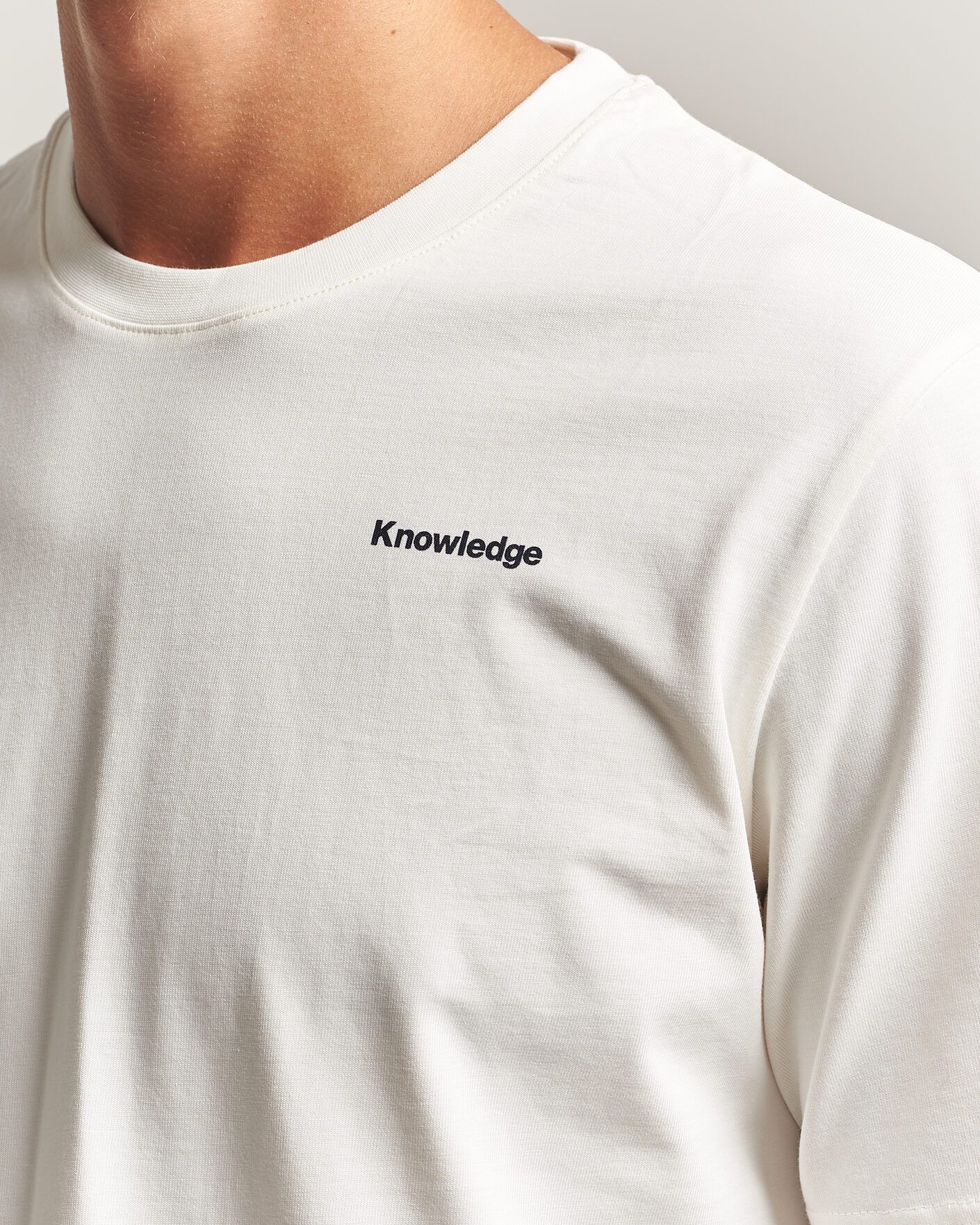 Men | T-Shirts | KnowledgeCotton Apparel | Back Print T-Shirt Egret