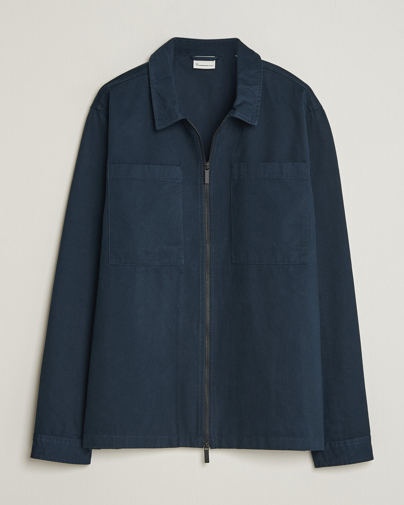 Men | Shirts | KnowledgeCotton Apparel | Twill Zip Overshirt Total Eclipse