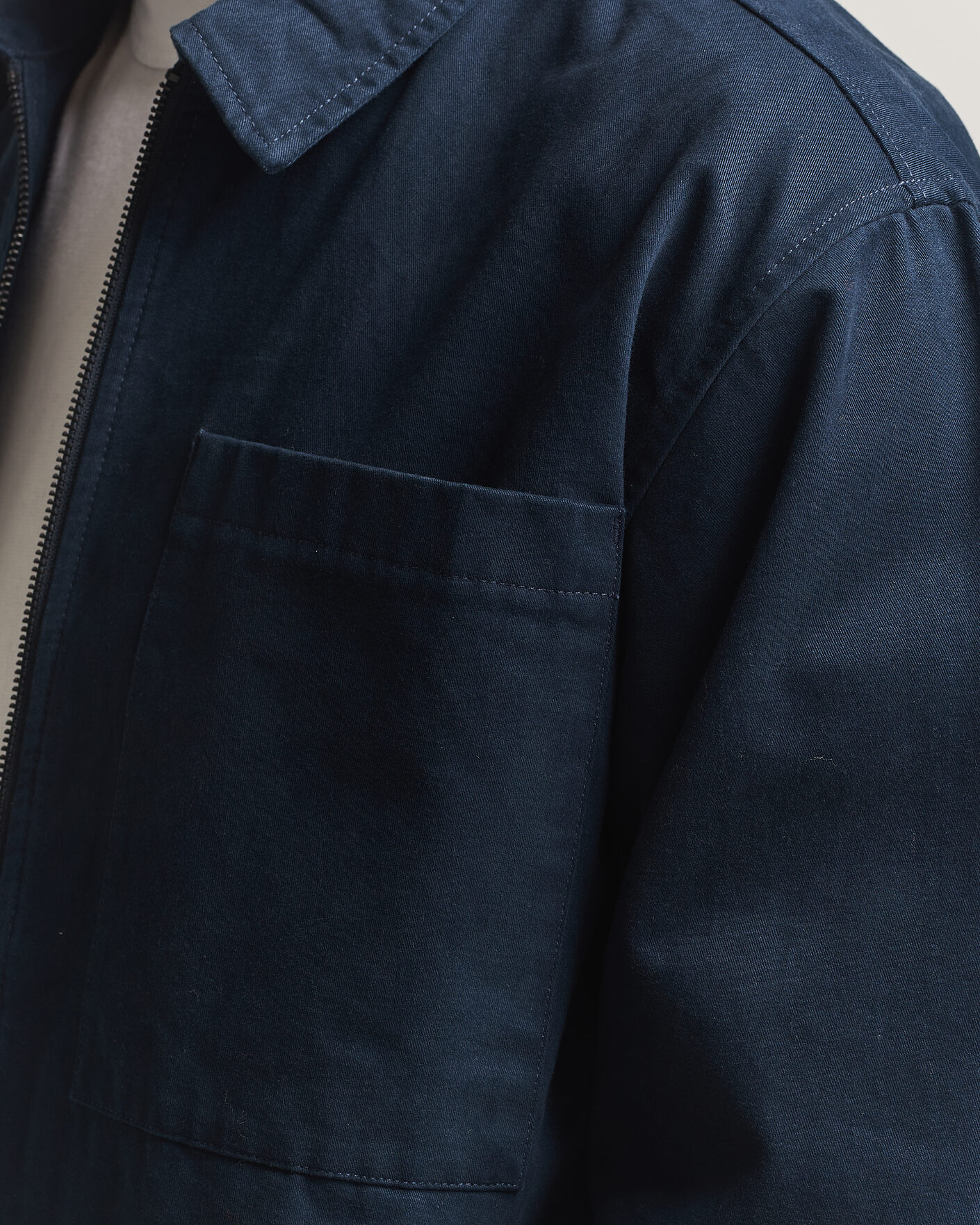Men | Shirts | KnowledgeCotton Apparel | Twill Zip Overshirt Total Eclipse