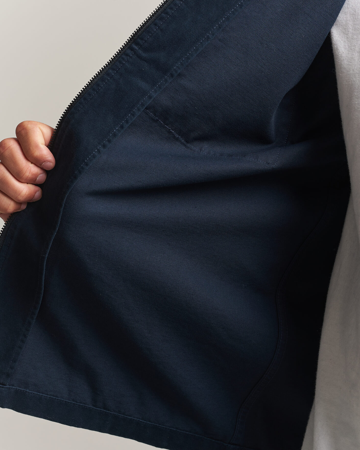 Men | Shirts | KnowledgeCotton Apparel | Twill Zip Overshirt Total Eclipse