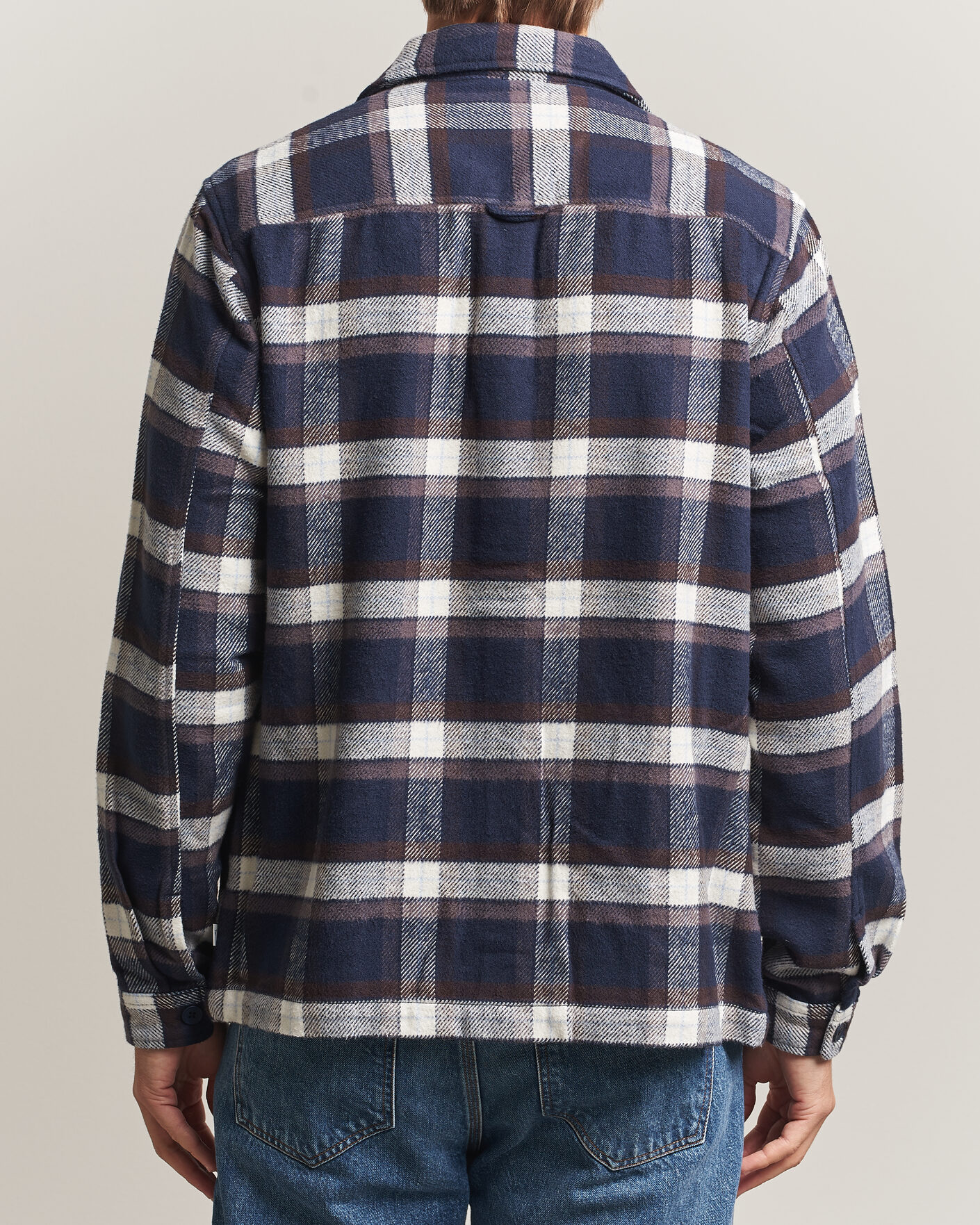 Men | Shirts | KnowledgeCotton Apparel | Flannel Check Overshirt Navy