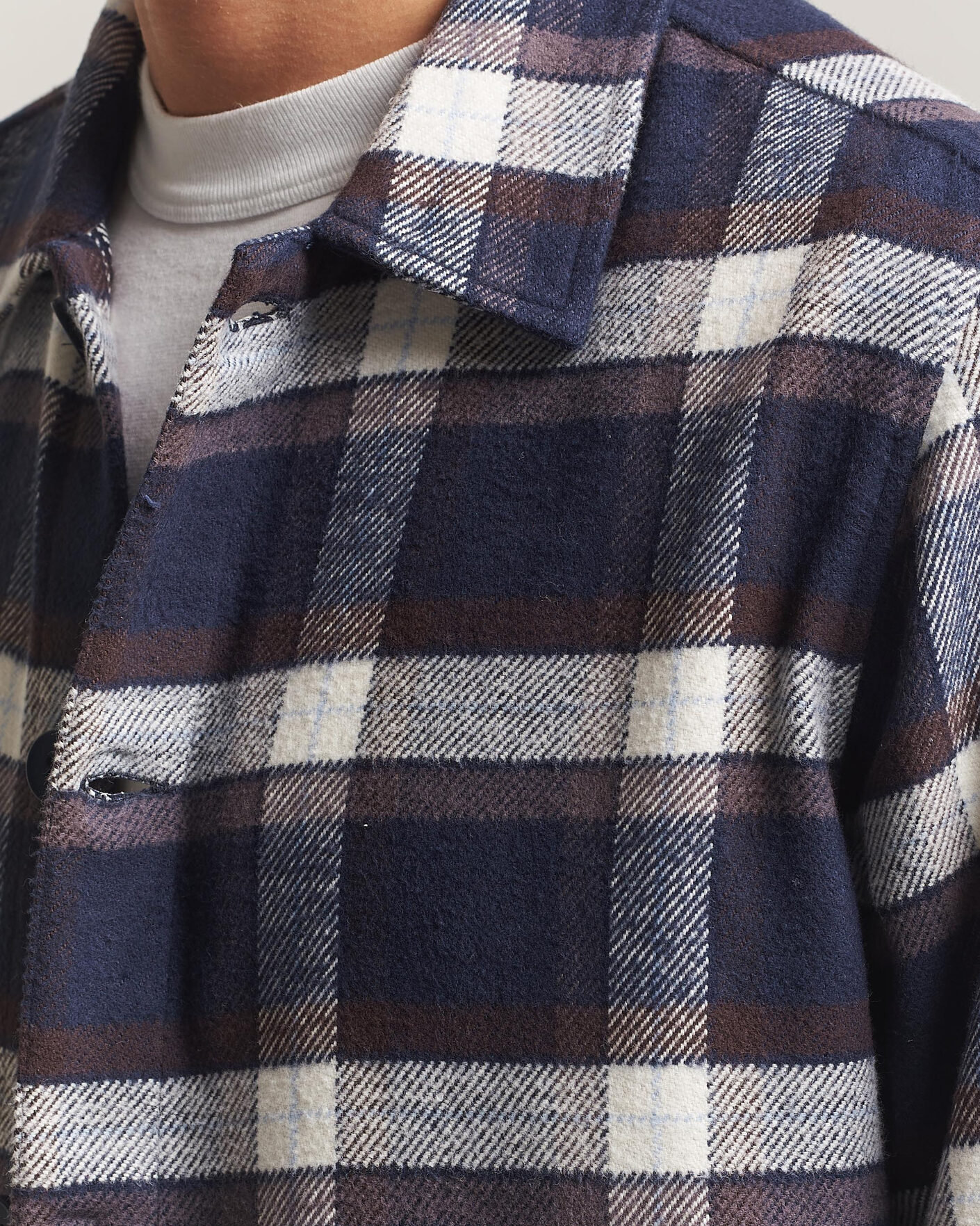 Men | Shirts | KnowledgeCotton Apparel | Flannel Check Overshirt Navy