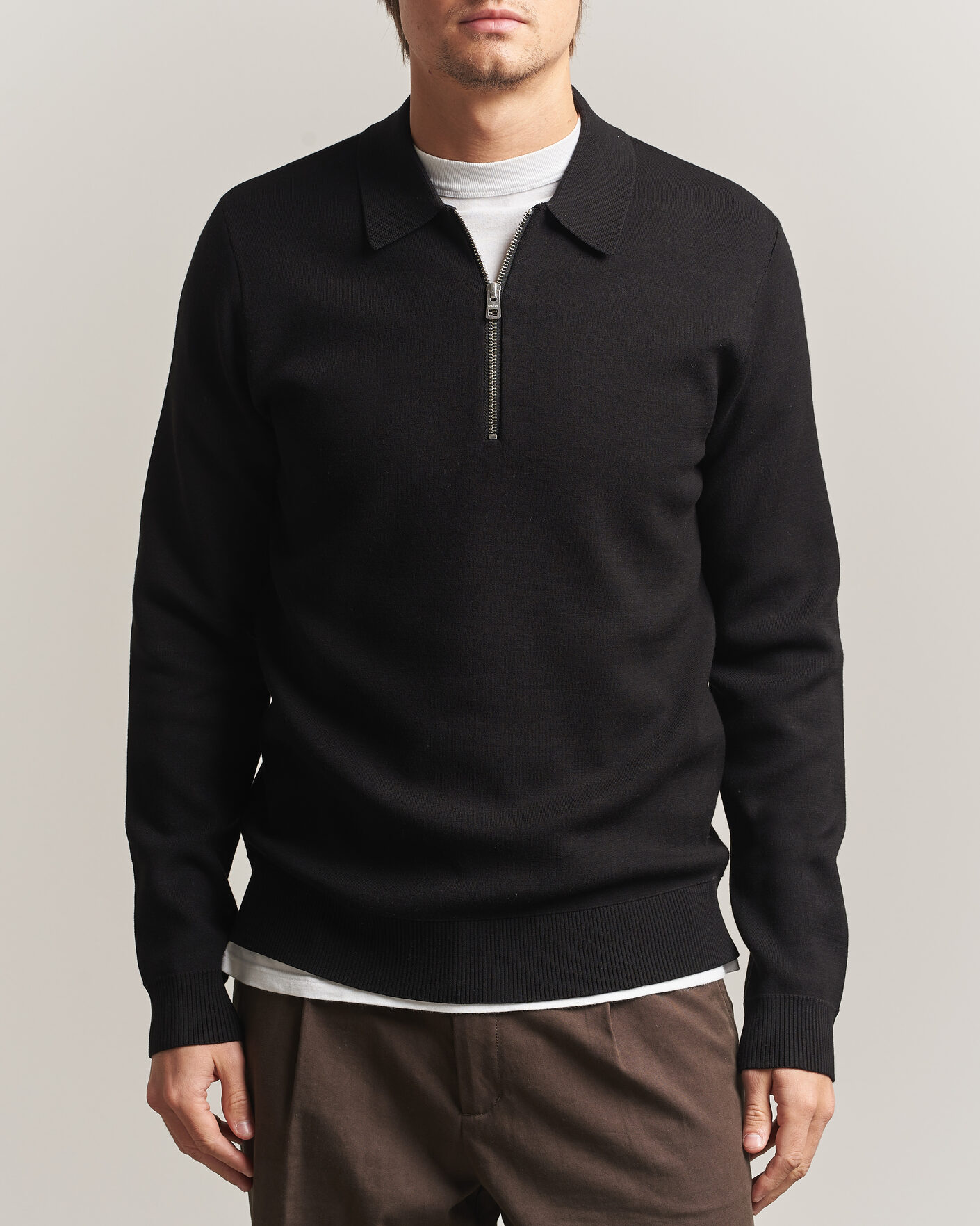 Men | Sweaters & Knitwear | Samsøe Samsøe | Matt Half Zip Polo Black