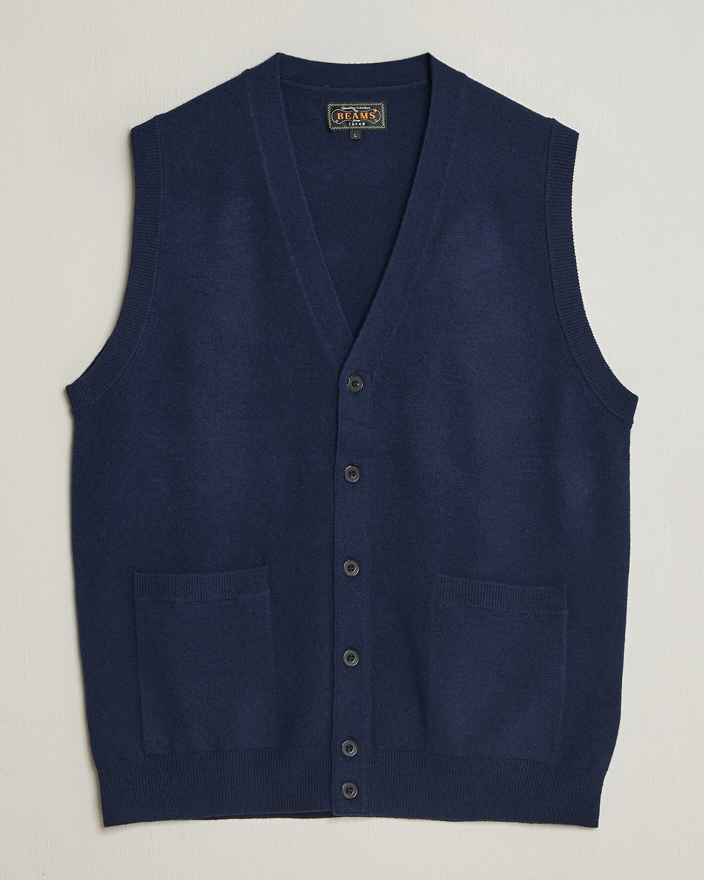 Men | Sweaters & Knitwear | BEAMS PLUS | Button Knit Vest Navy