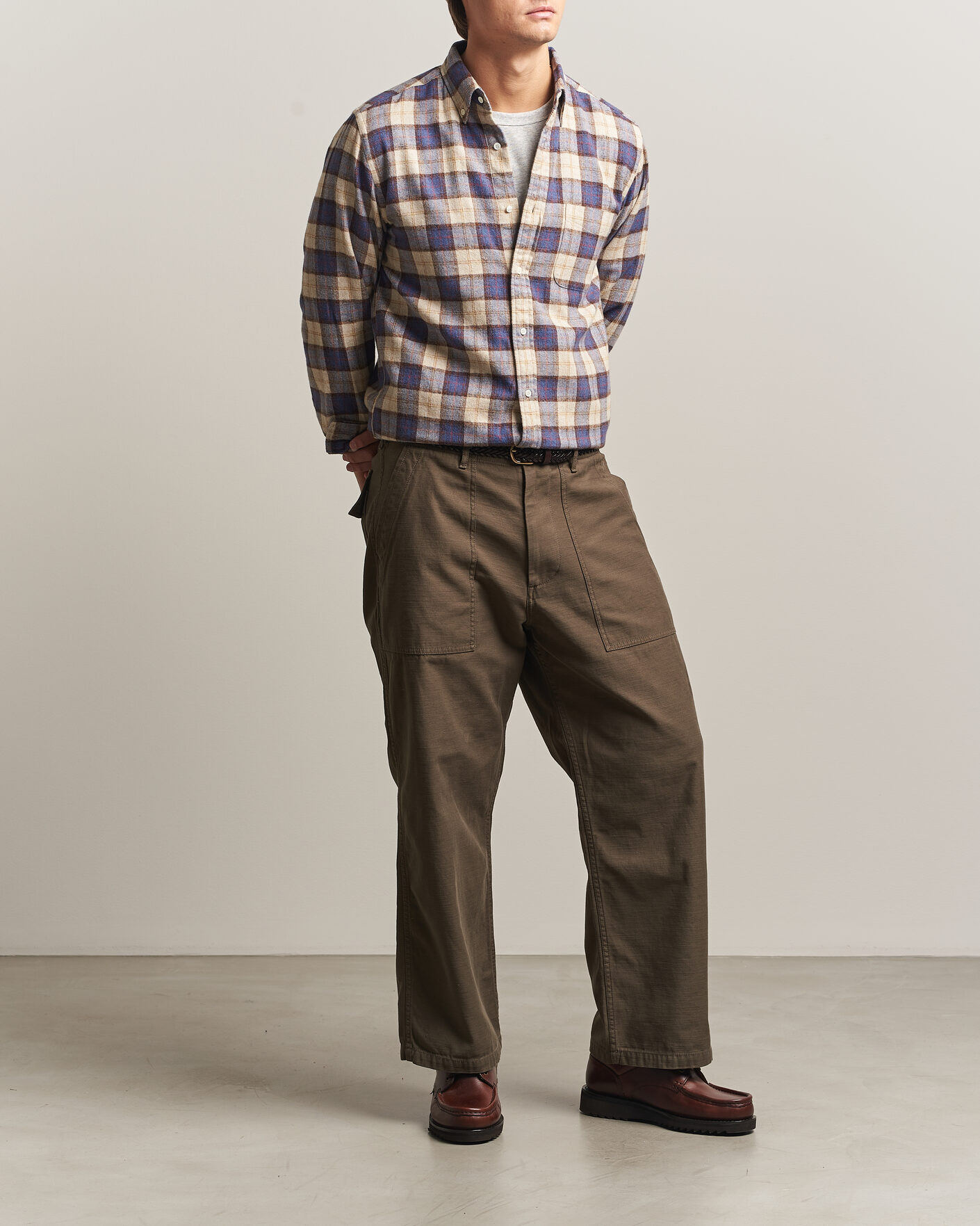 Men | Shirts | BEAMS PLUS | Plaid Button Down Shirt White/Blue