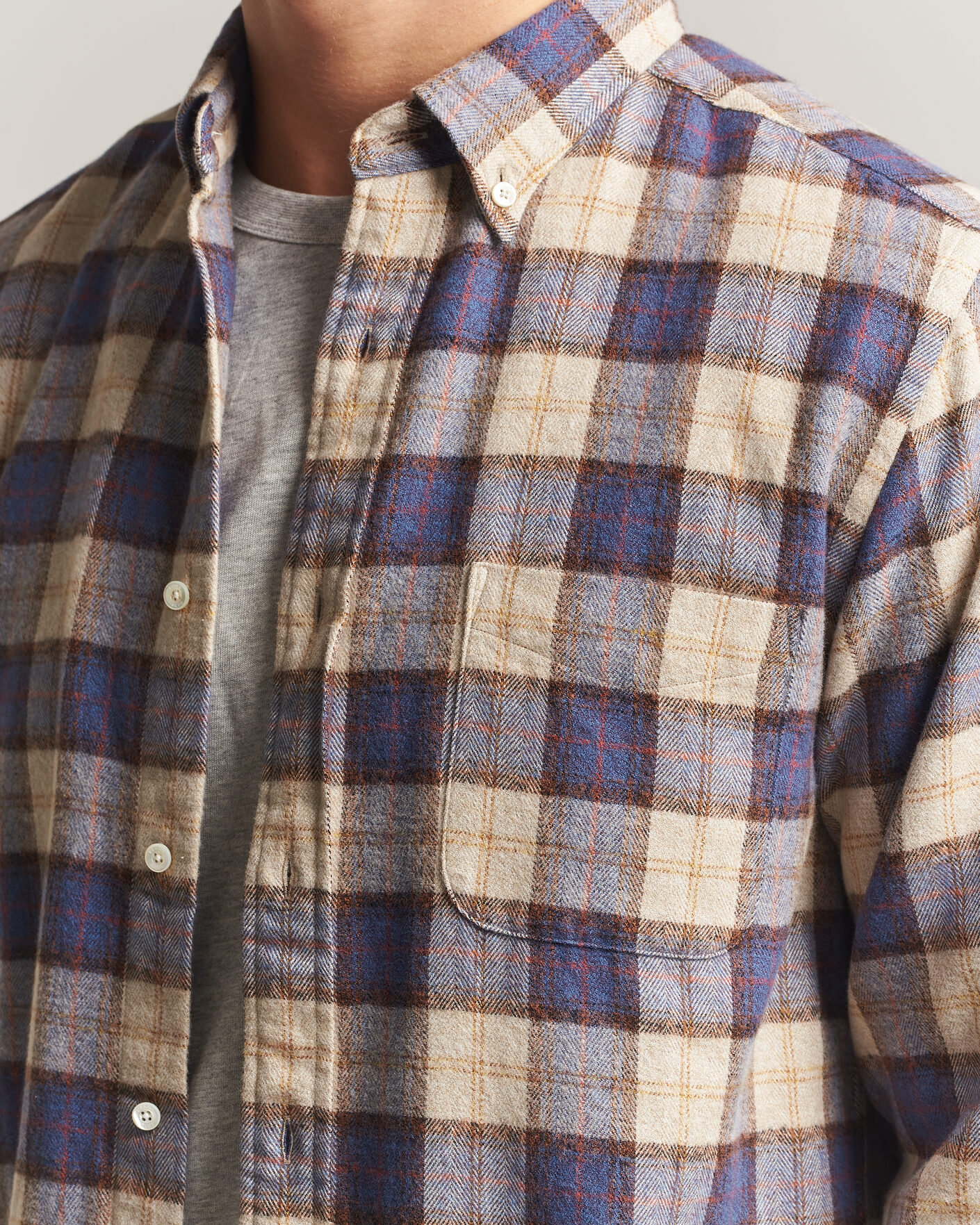 Men | Shirts | BEAMS PLUS | Plaid Button Down Shirt White/Blue