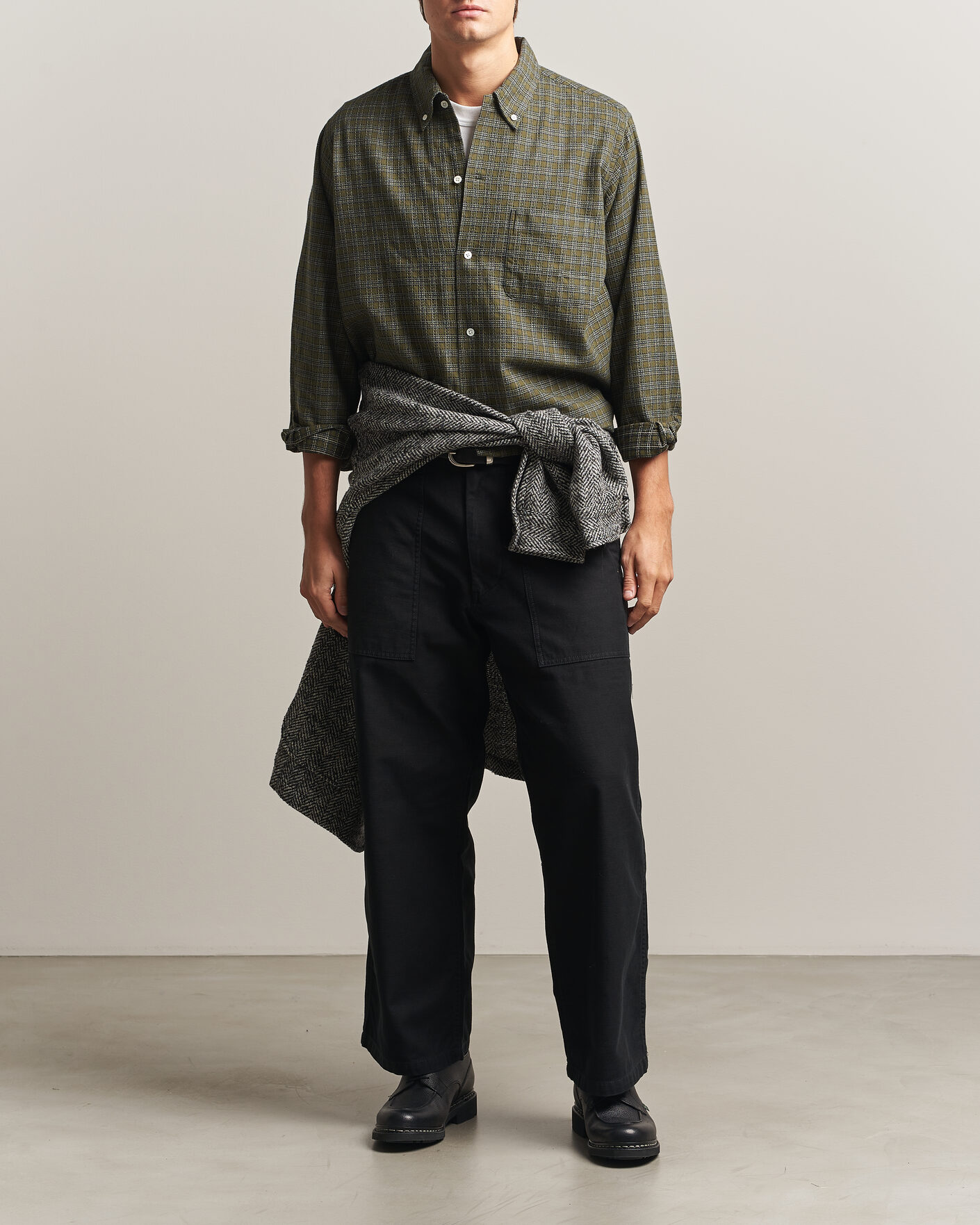 Men | Shirts | BEAMS PLUS | Dobby Plaid Button Down Shirt Dark Green