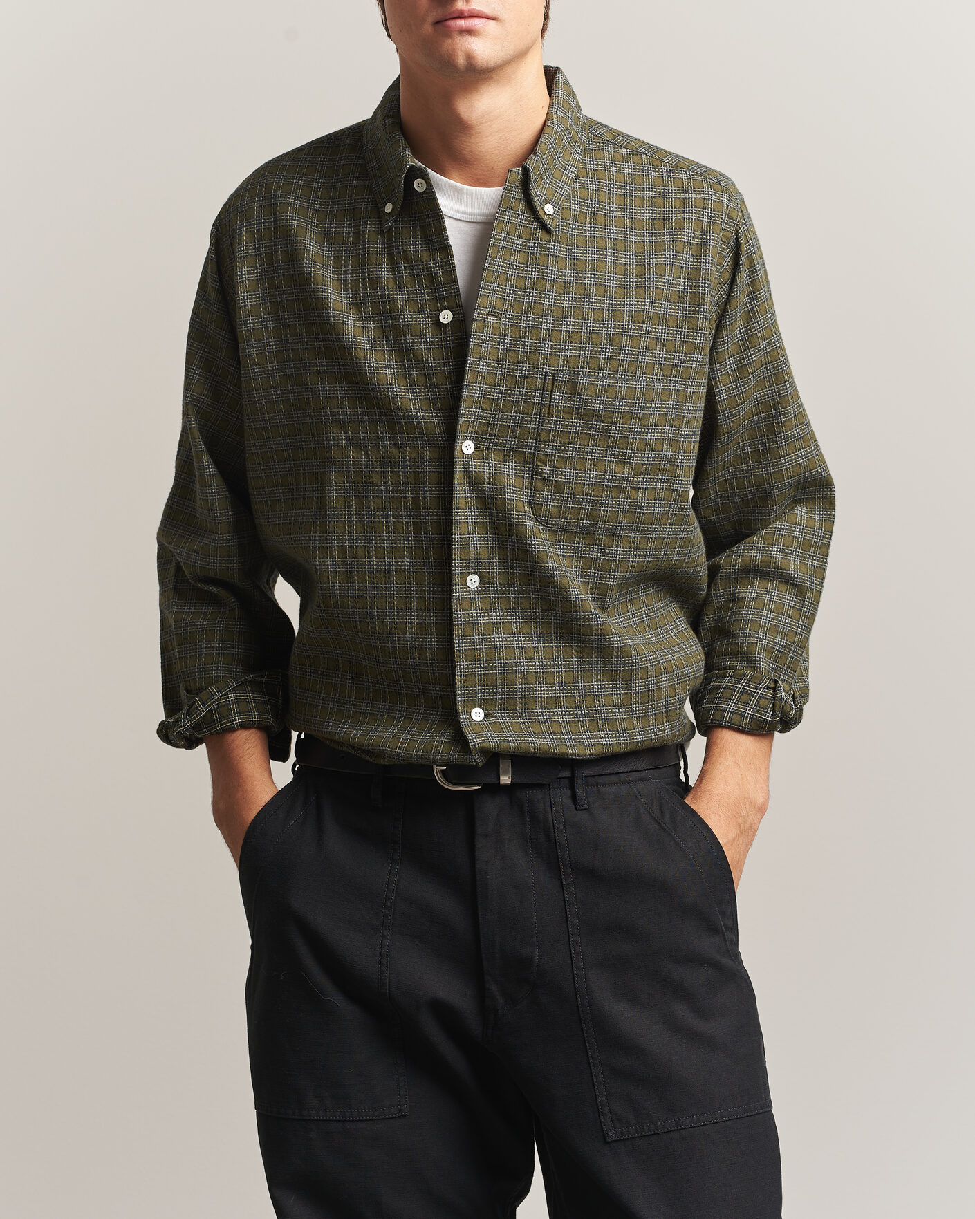 Men | Shirts | BEAMS PLUS | Dobby Plaid Button Down Shirt Dark Green