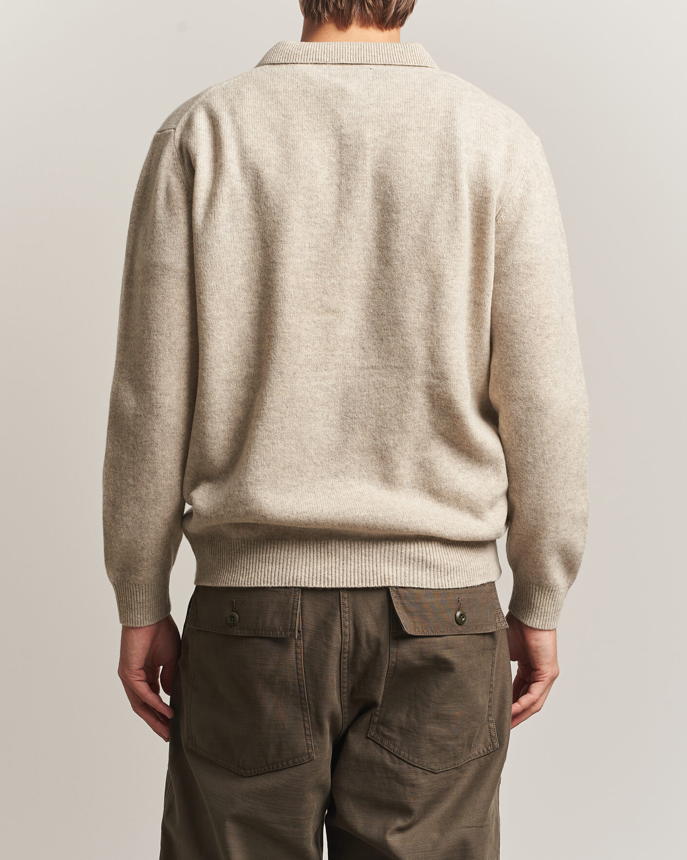 Men | Sweaters & Knitwear | BEAMS PLUS | Knitted Wool Polo Beige