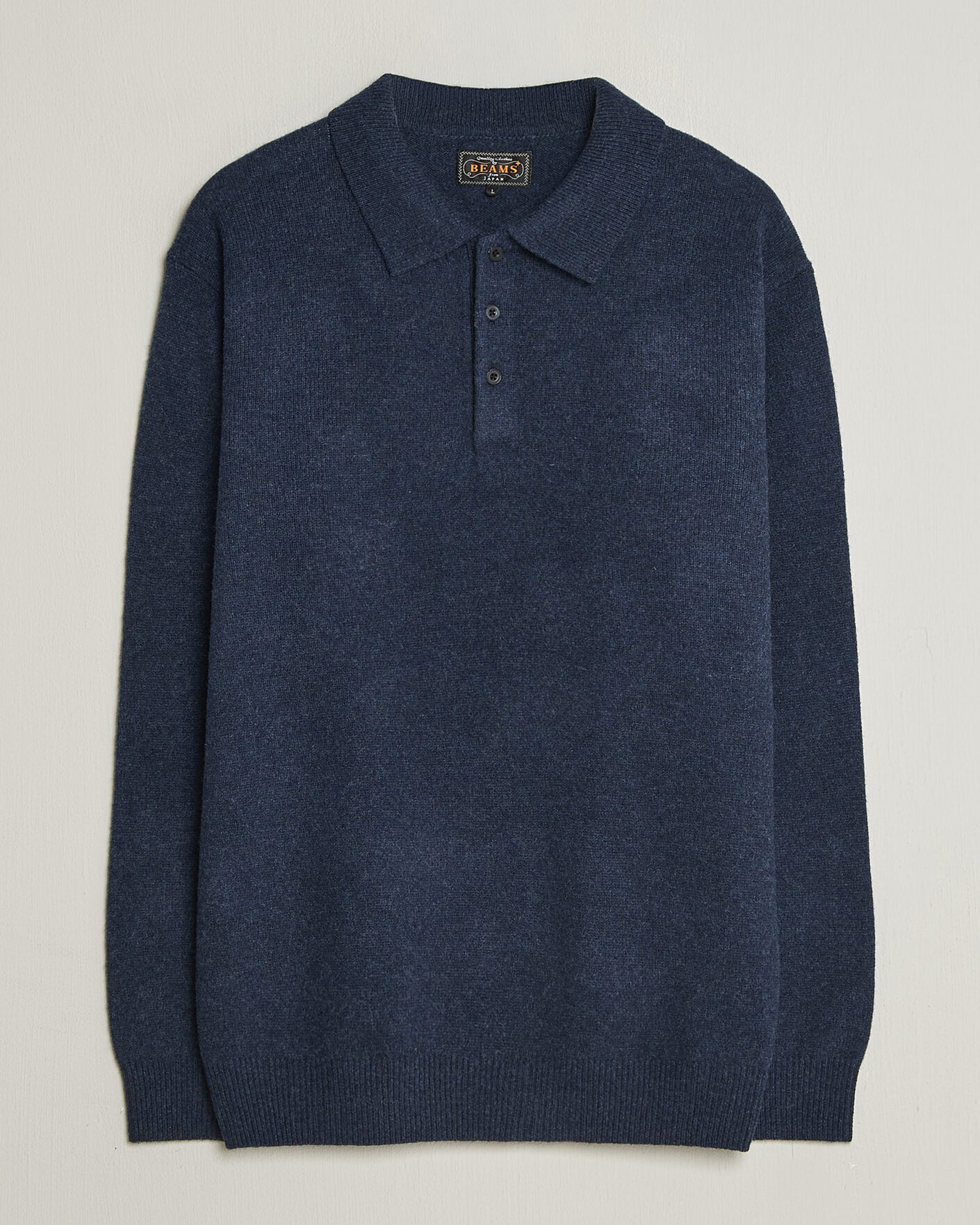 Men | Sweaters & Knitwear | BEAMS PLUS | Knitted Wool Polo Navy