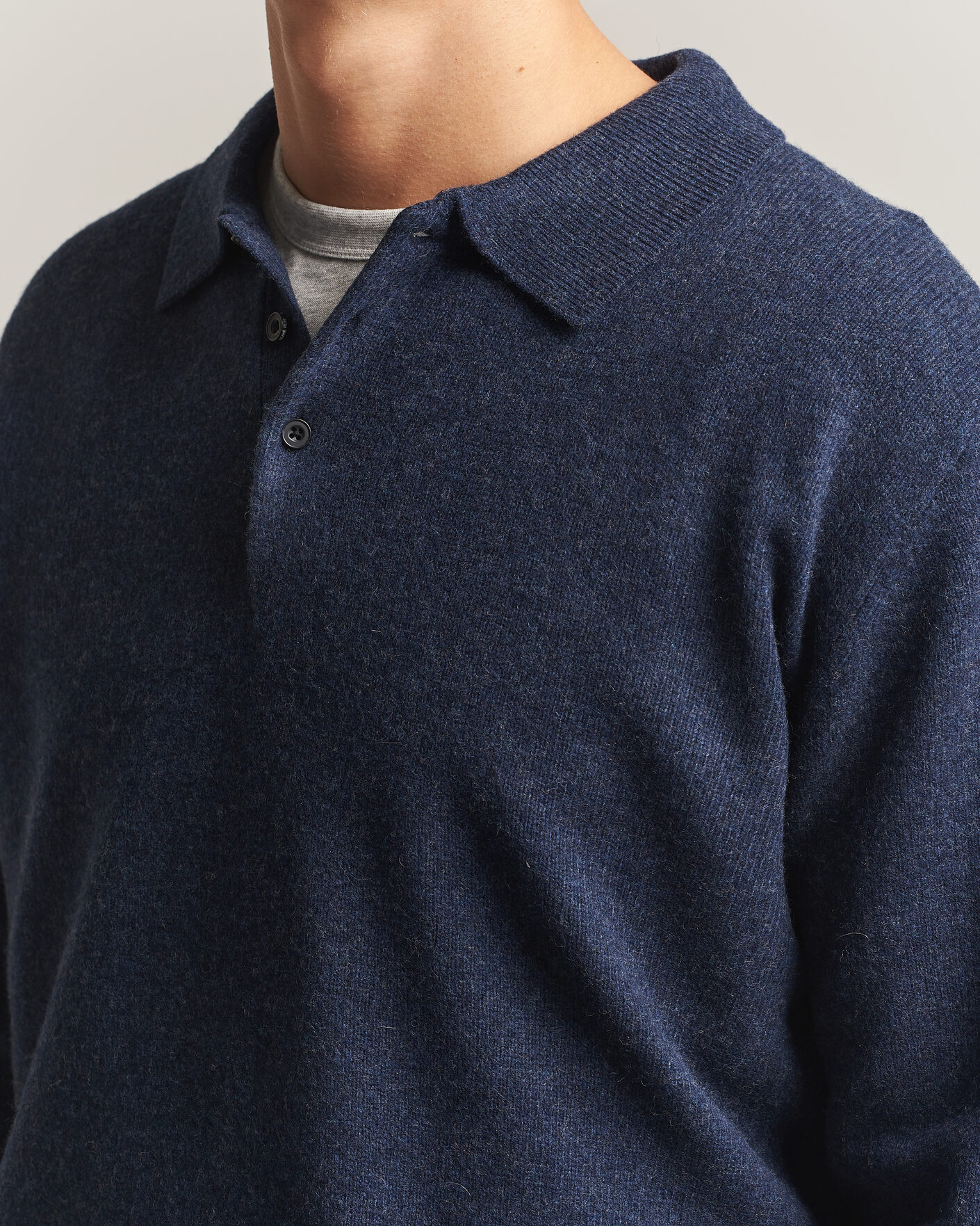 Men | Sweaters & Knitwear | BEAMS PLUS | Knitted Wool Polo Navy