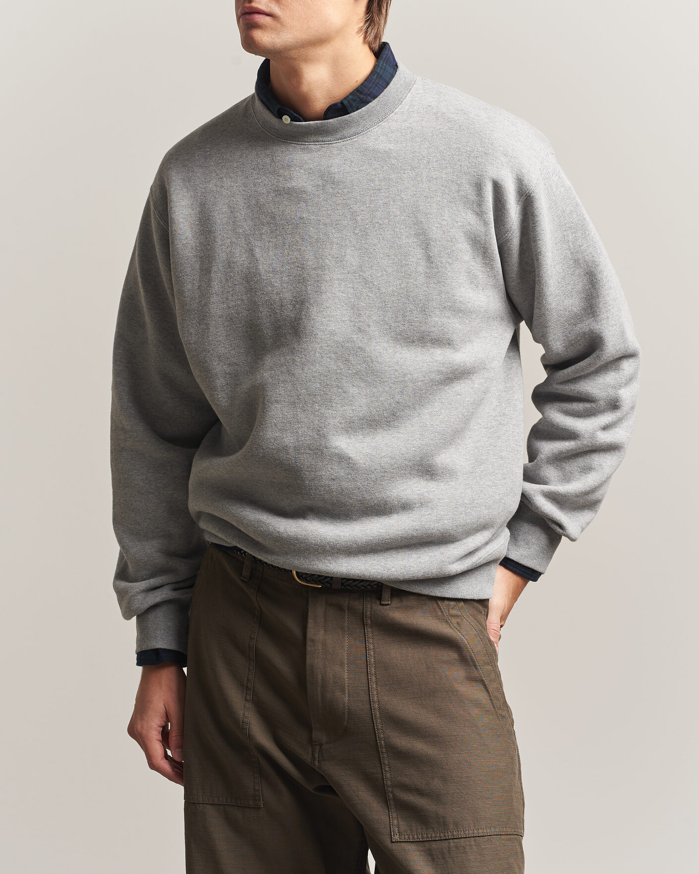 Men | Sweaters & Knitwear | BEAMS PLUS | Soft Sweat Crew Neck Grey