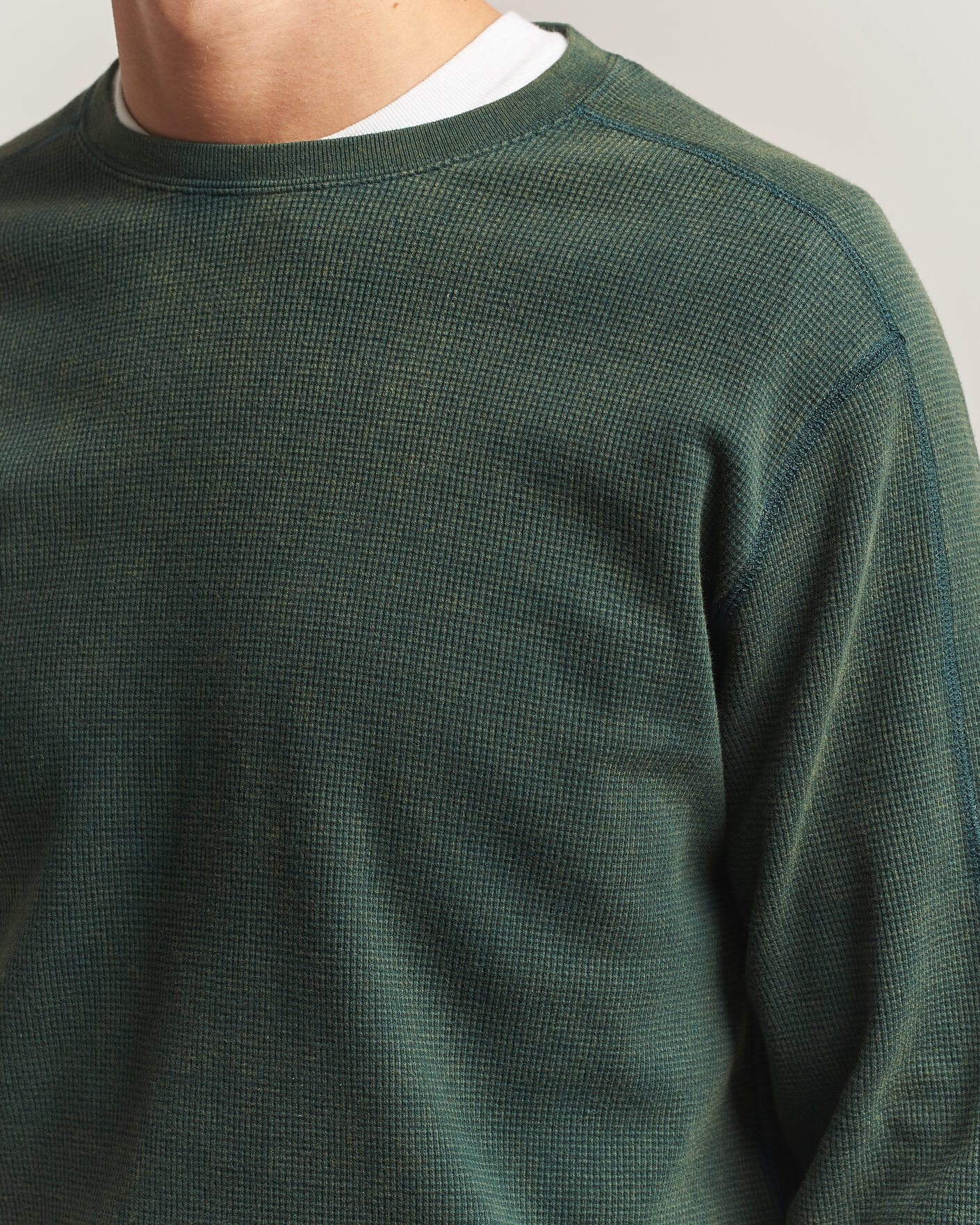 Men | T-Shirts | BEAMS PLUS | Fade Thermal Crew Green
