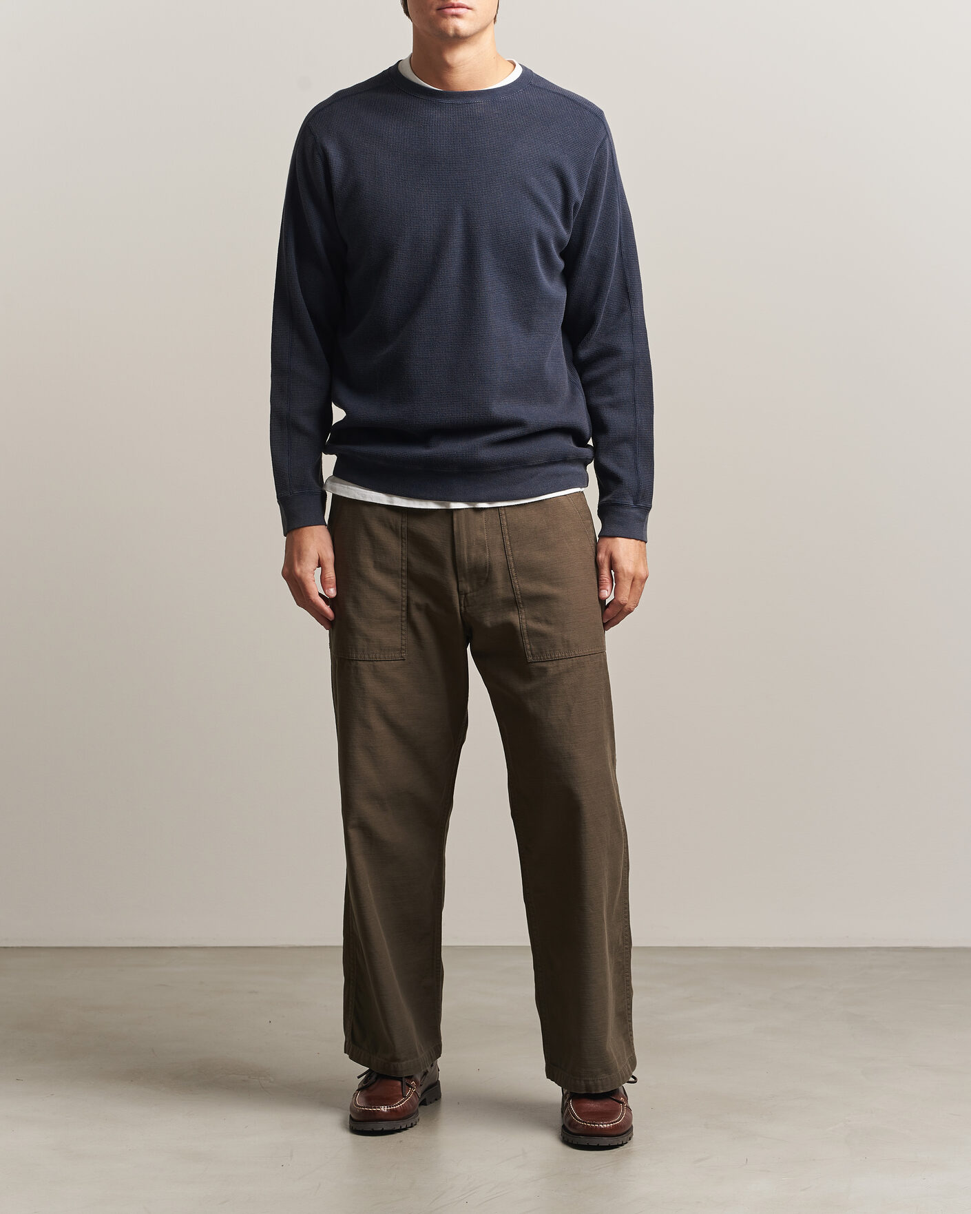 Men | T-Shirts | BEAMS PLUS | Fade Thermal Crew Navy