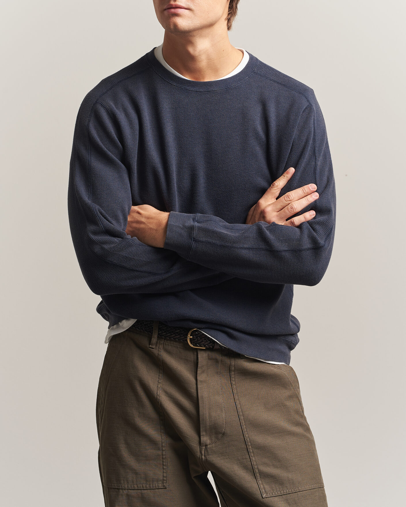 Men | T-Shirts | BEAMS PLUS | Fade Thermal Crew Navy