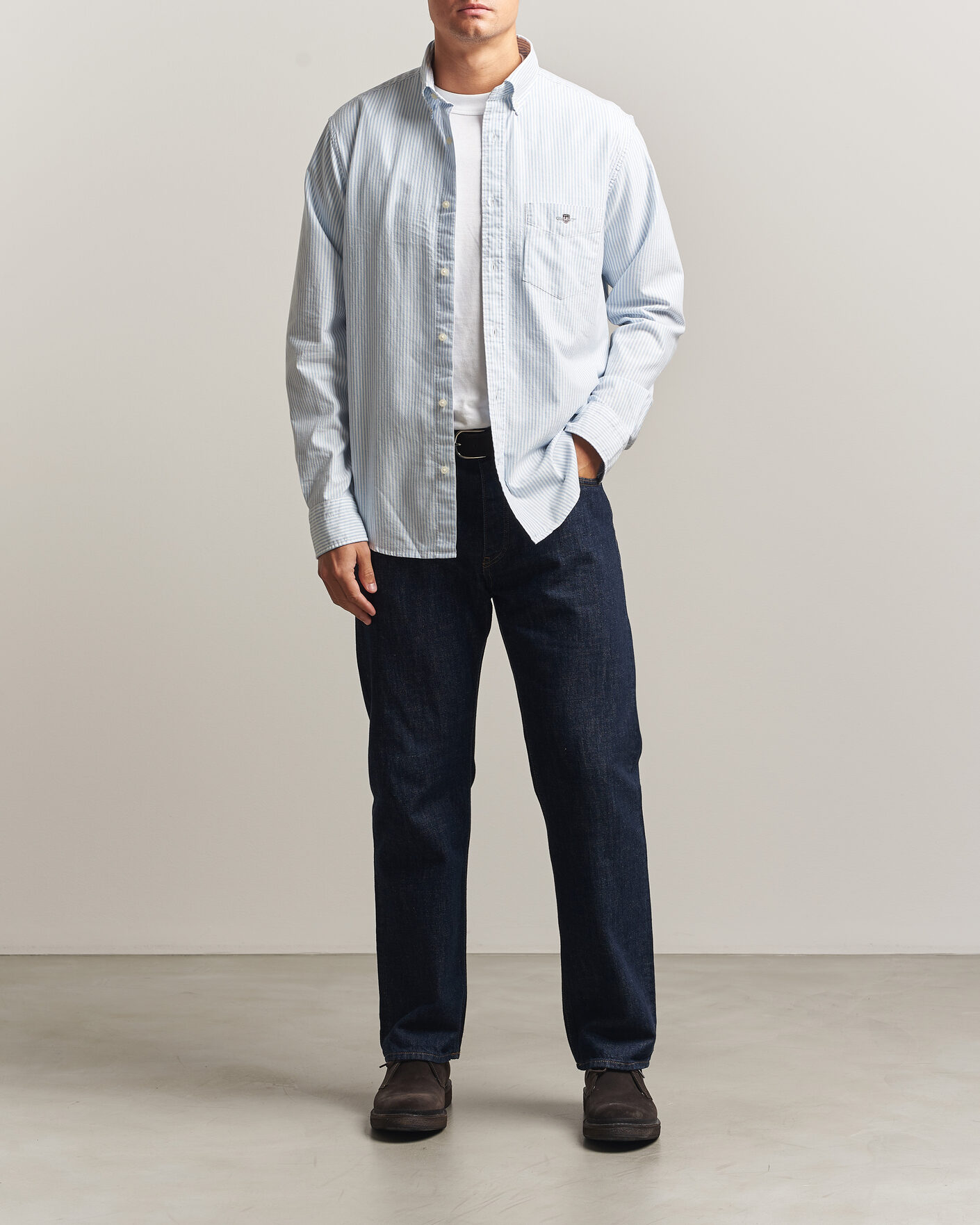 Men | Shirts | Gant | Regular Fit Striped Oxford Shirt College Blue