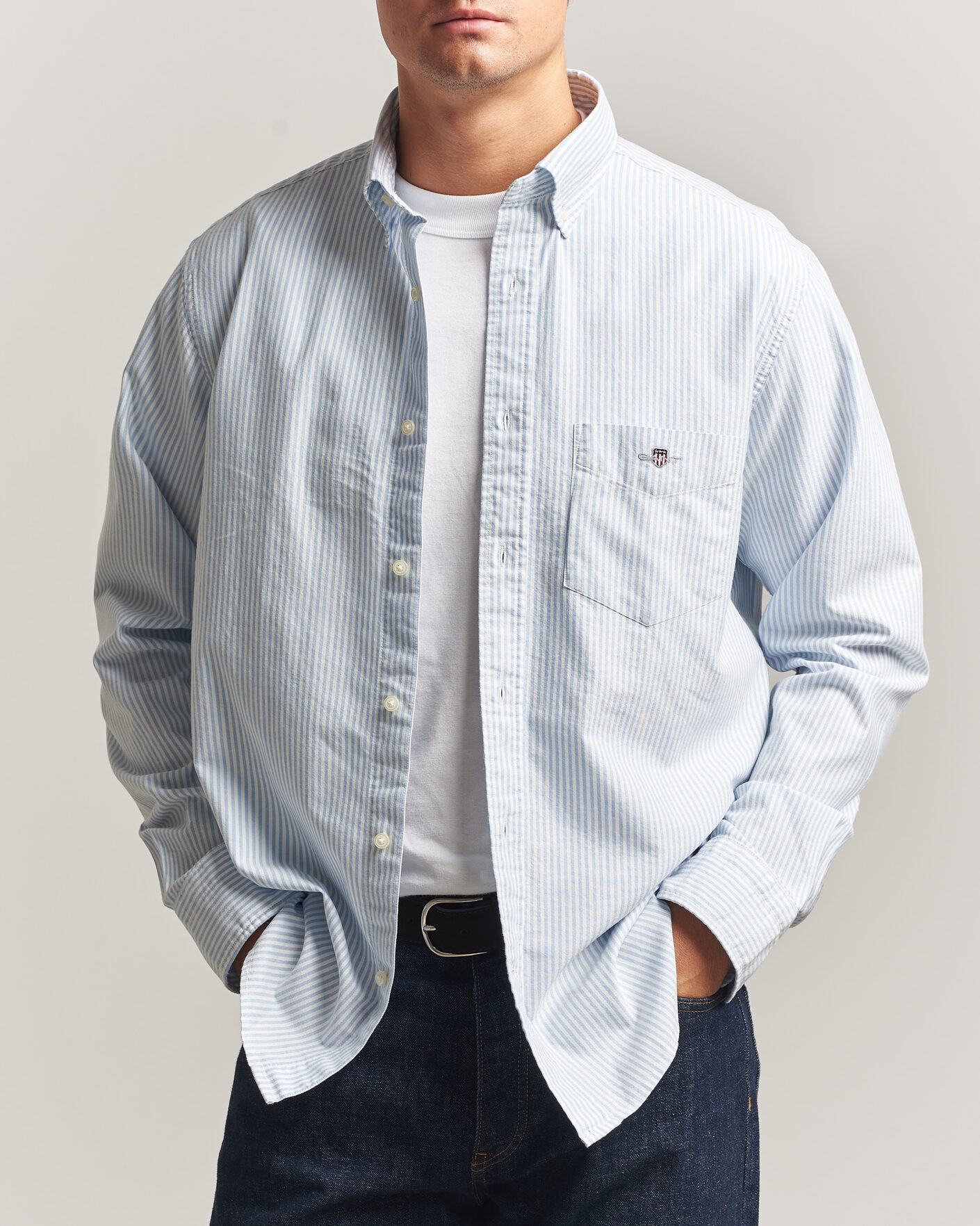 Men | Shirts | Gant | Regular Fit Striped Oxford Shirt College Blue