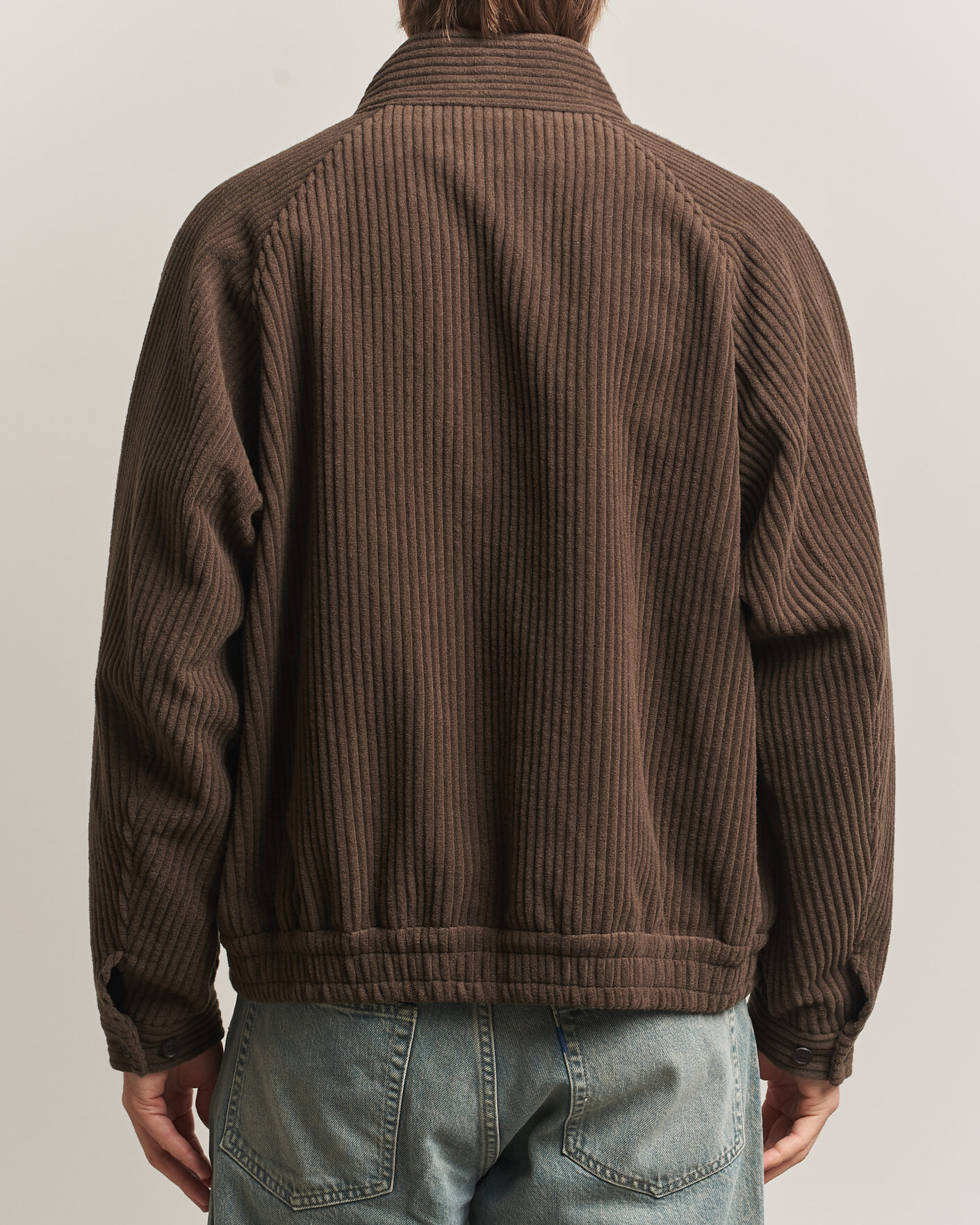 Men | Coats & Jackets | Auralee | Wool Cashmere Corduroy Zip Jacket Smoky Brown