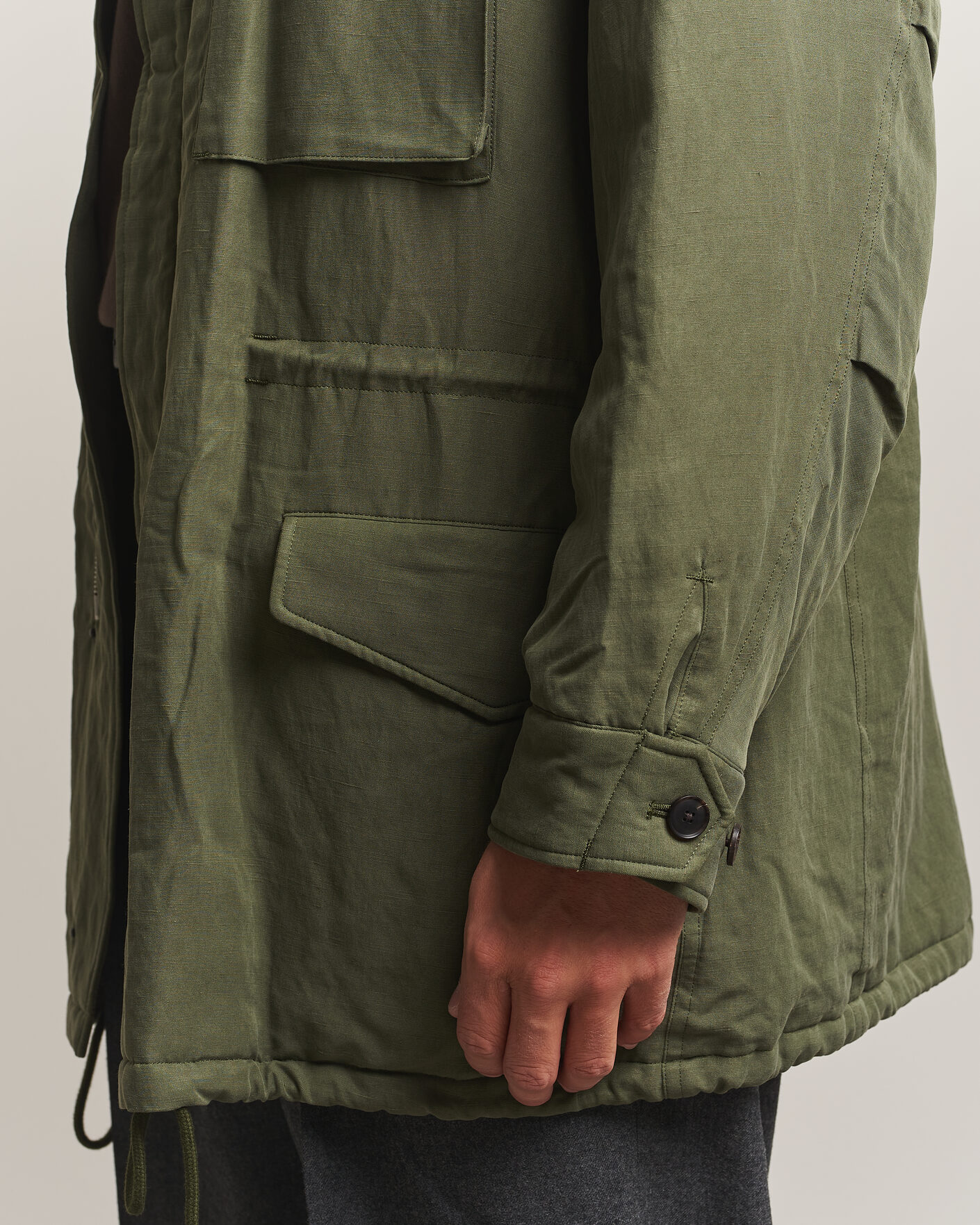 Men | Coats & Jackets | Auralee | Brushed Padded Military Jacket Olive