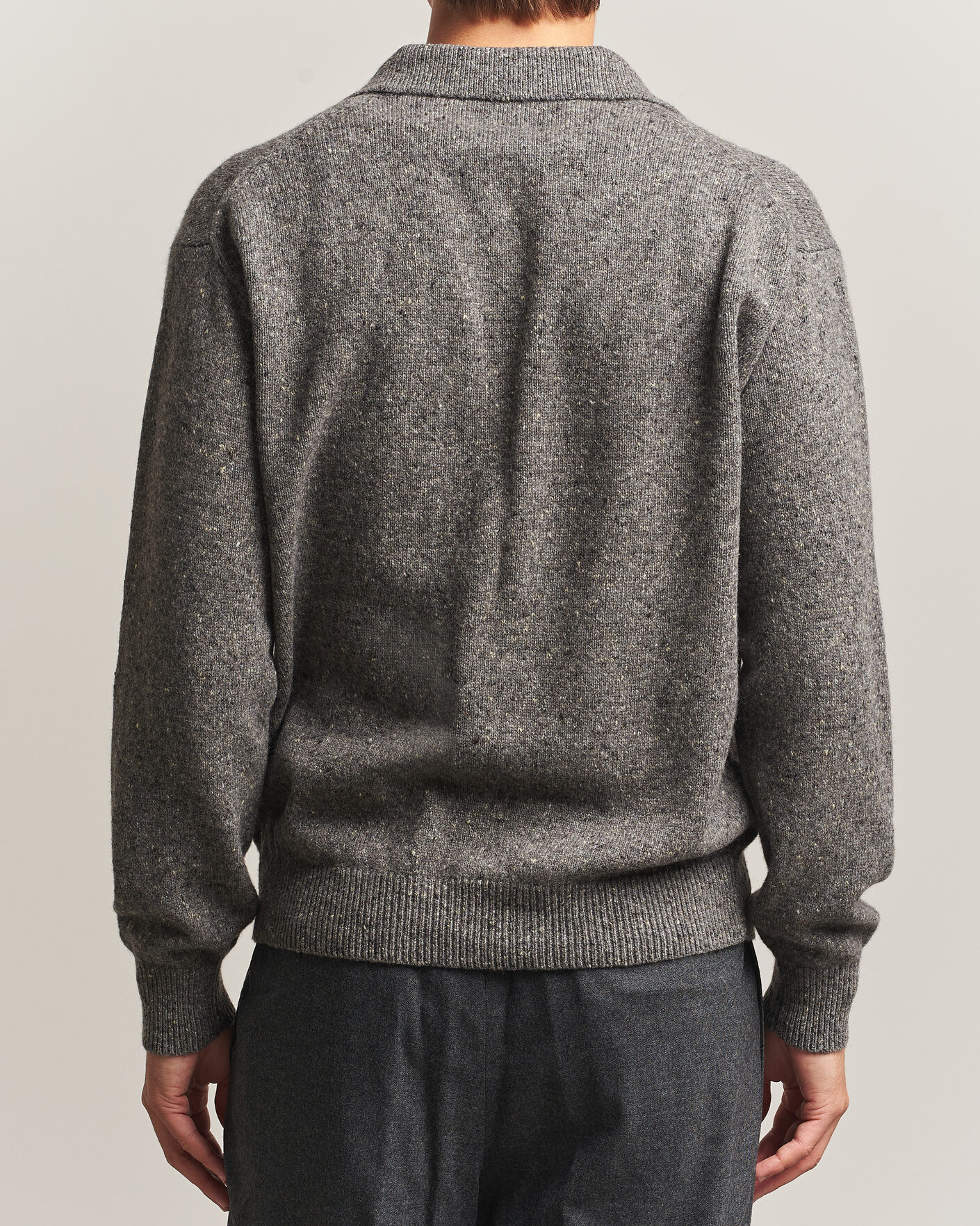 Men | Sweaters & Knitwear | Auralee | Cashmere Nep Knit Polo Mix Gray